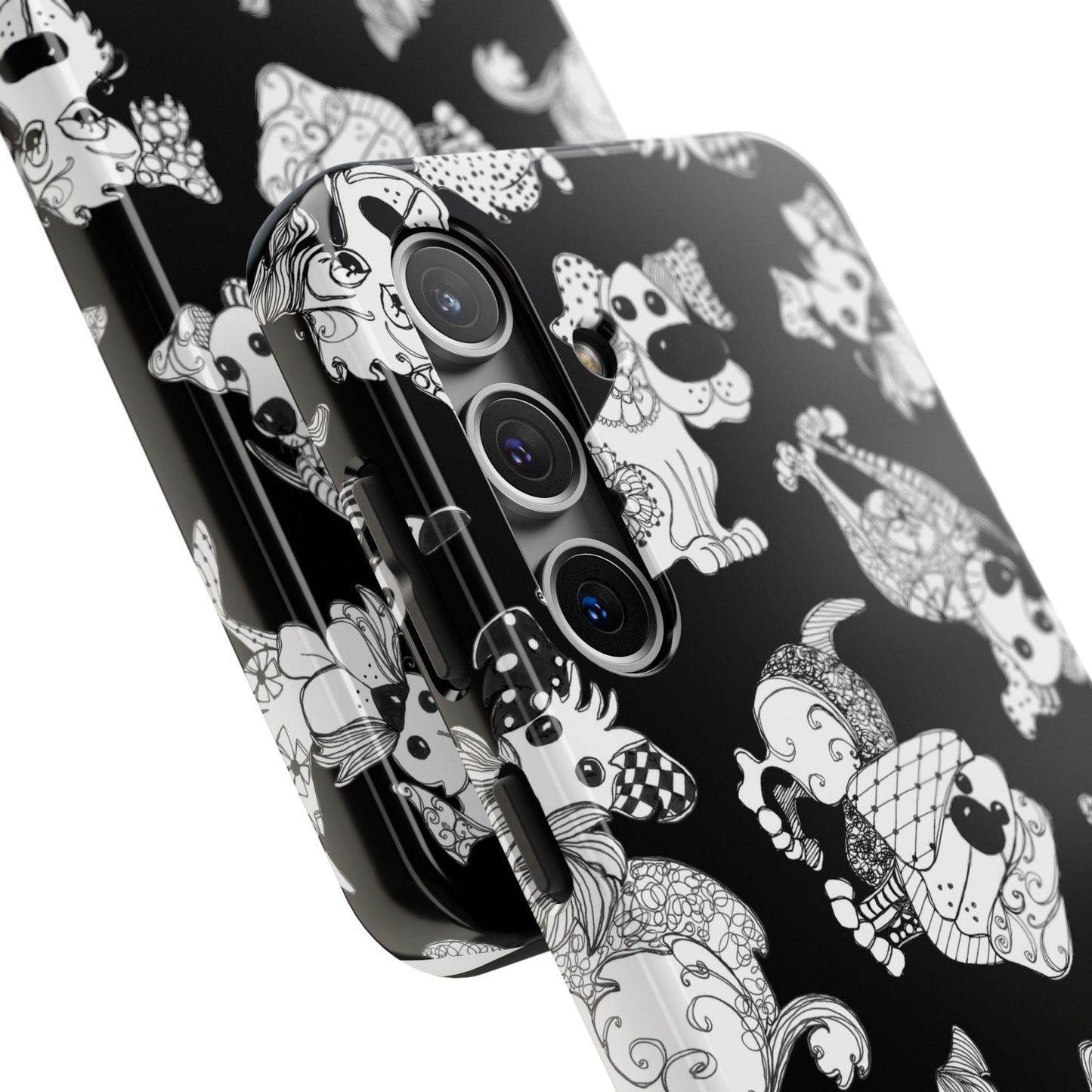 Doodle Dogs Black Phone Case