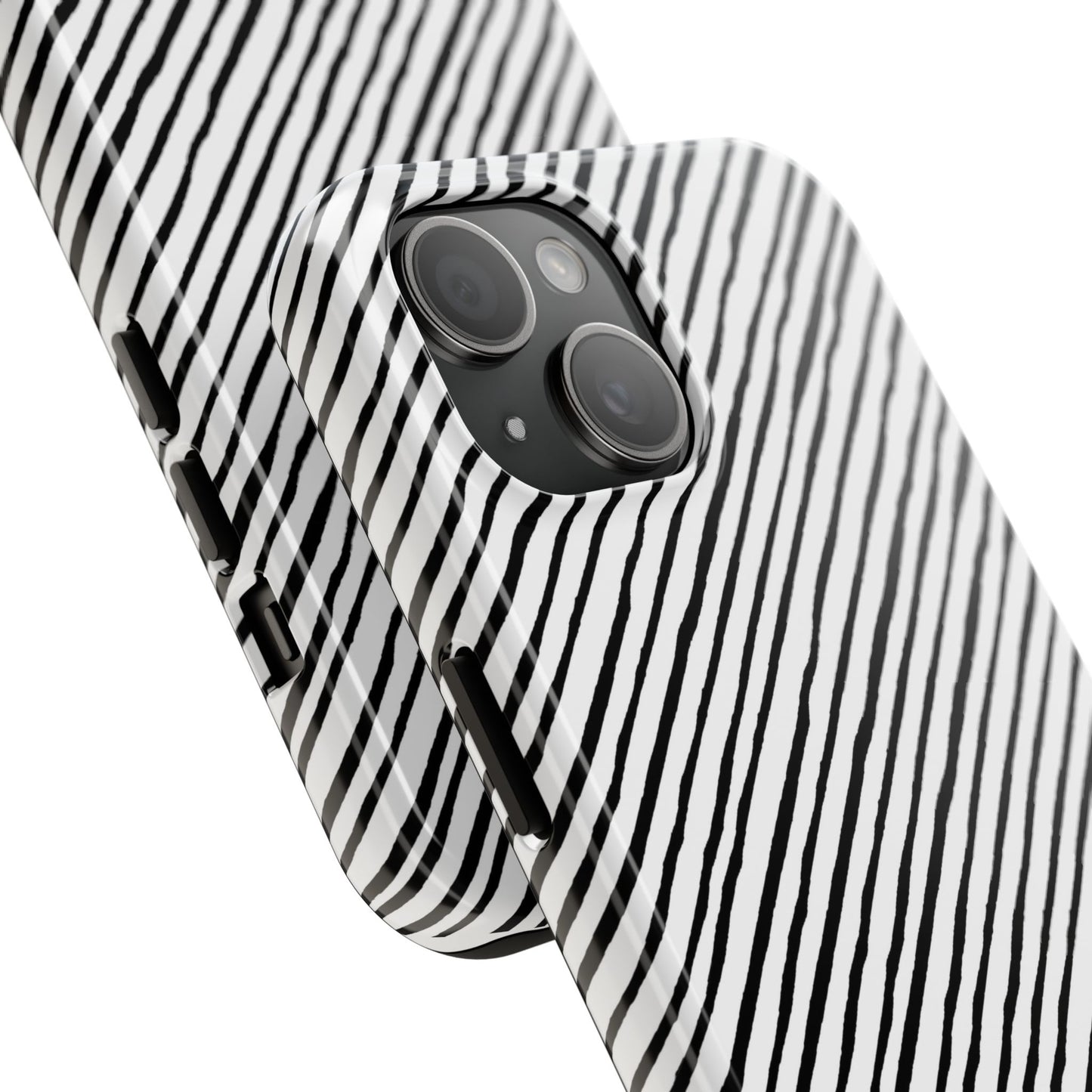 Quirky Bias Stripe White / Black Phone Case