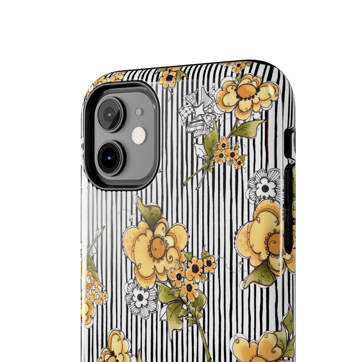 Bee Floral White / Black Phone Case