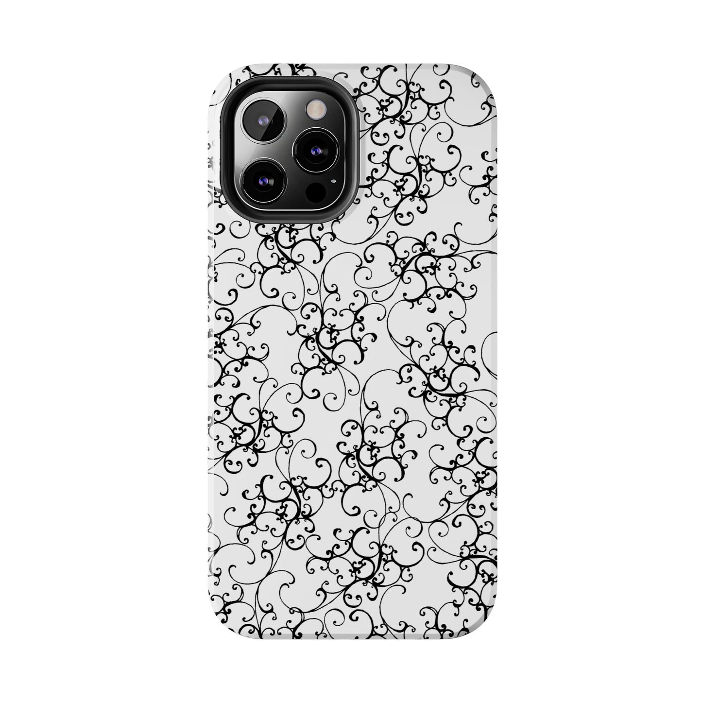 Elegant Scroll White / Black Phone Case