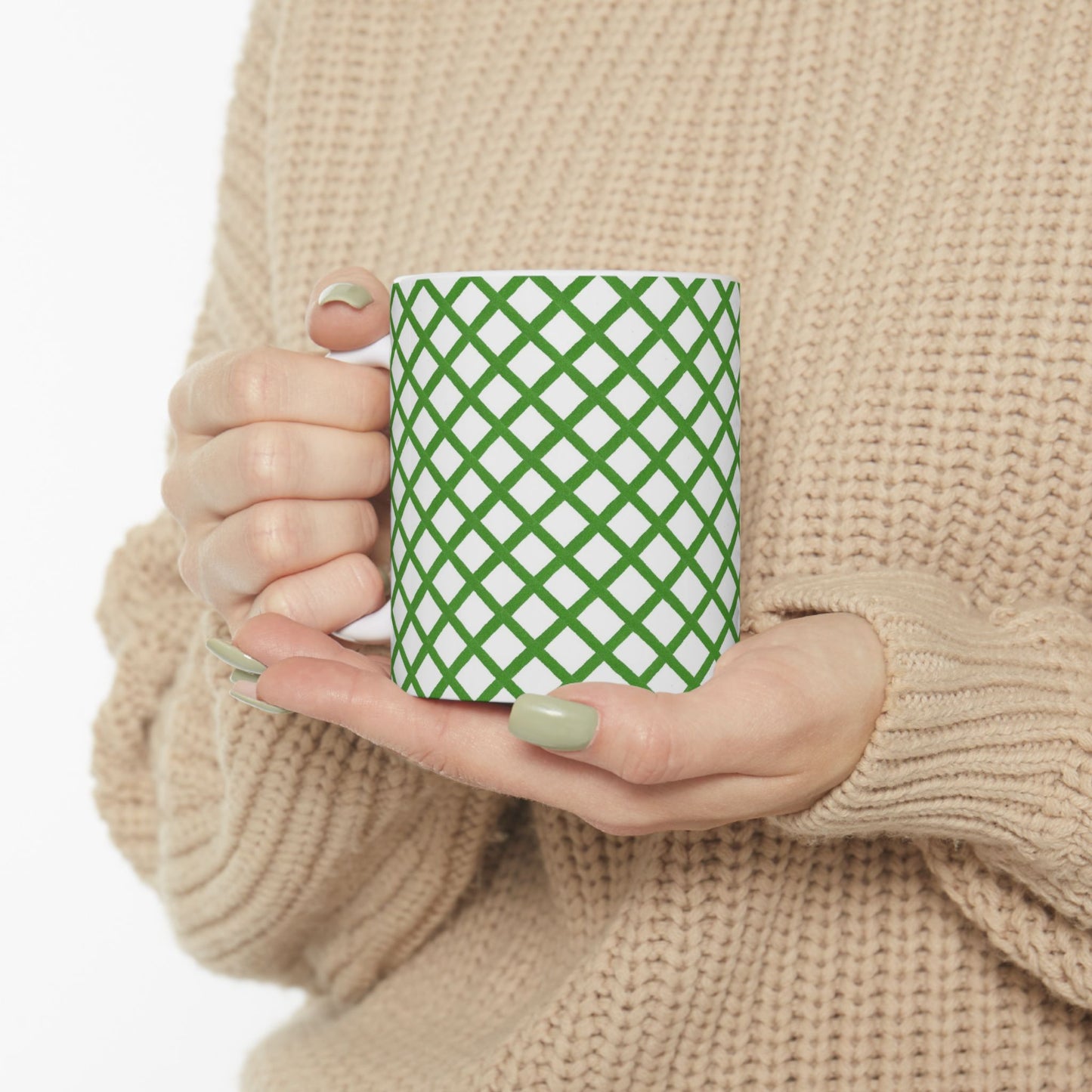 Trellis White / Green Cup