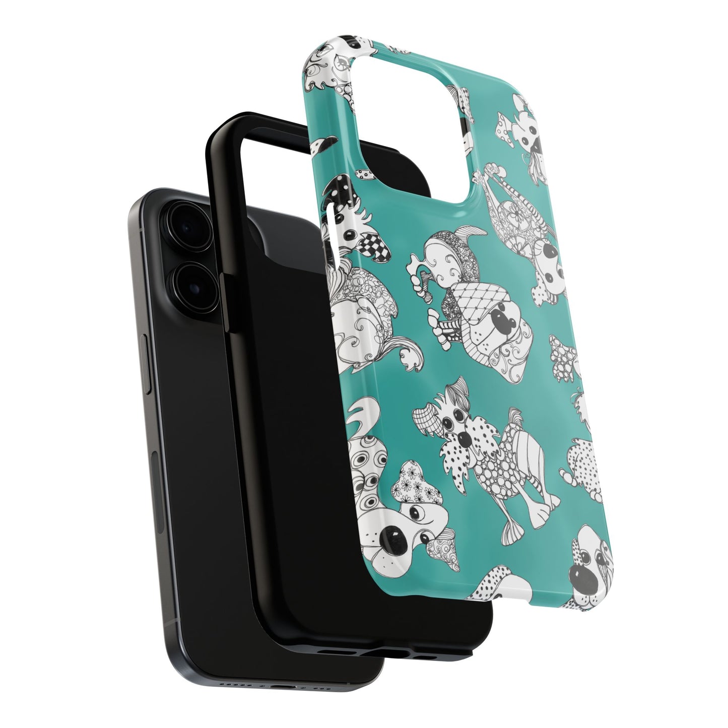 Doodle Dogs Turquoise Phone Case