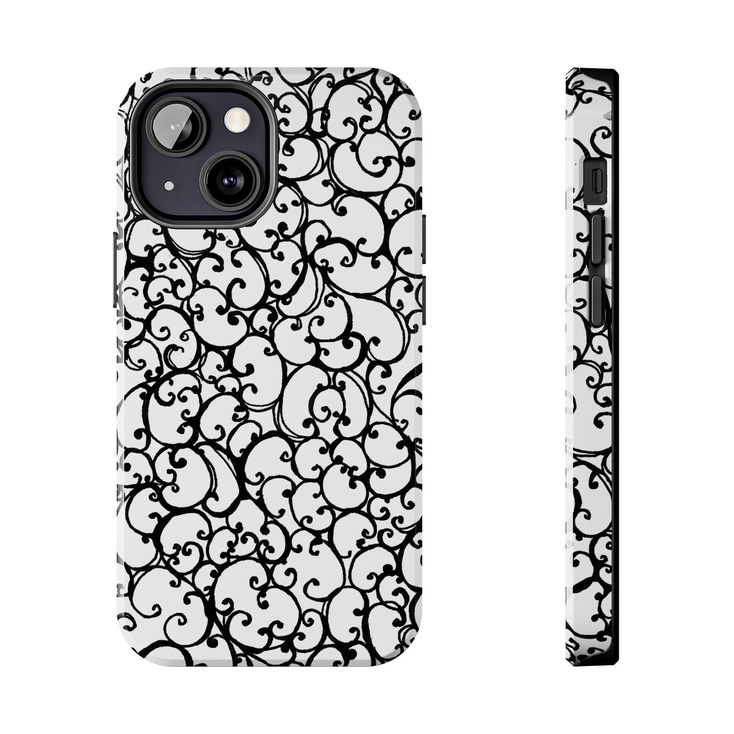 Scrollie White / Black Phone Case