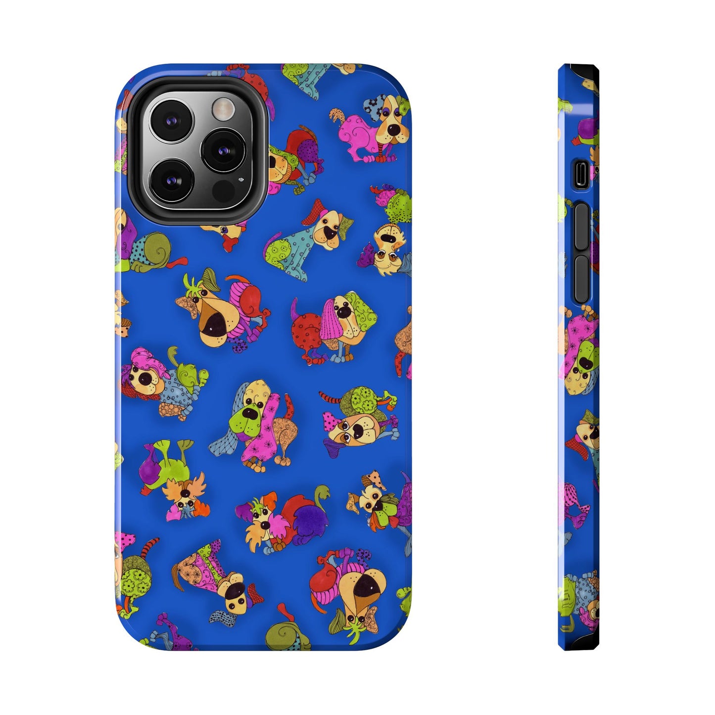 Tossed Happy Dogs Blue Phone Case