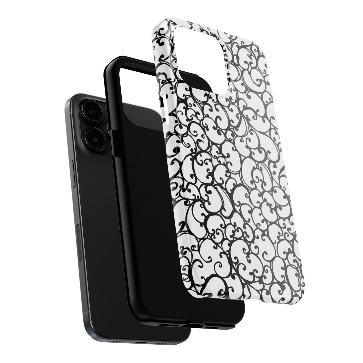 Scrollie White / Black Phone Case