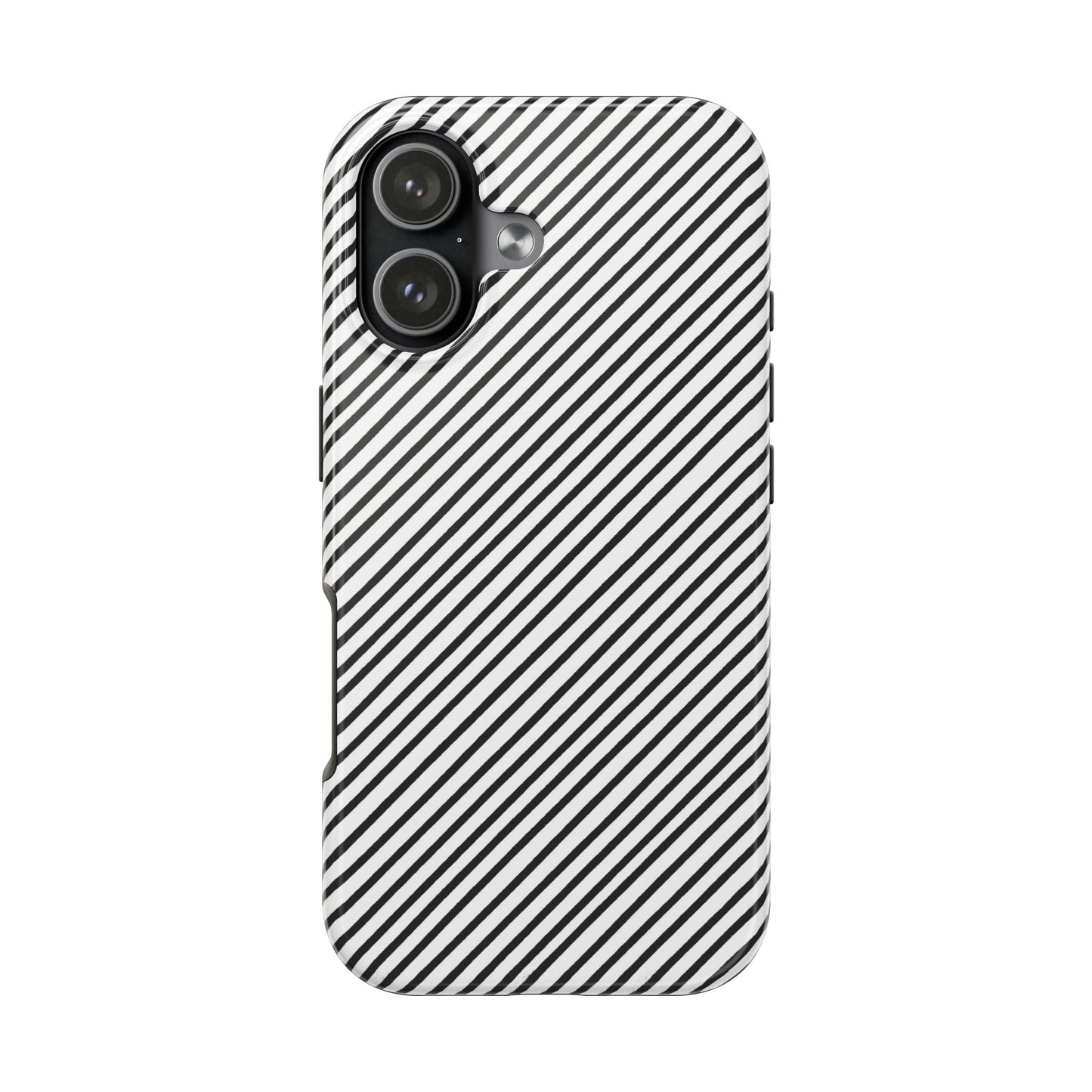Diagonal Stripe White / Black Phone Case