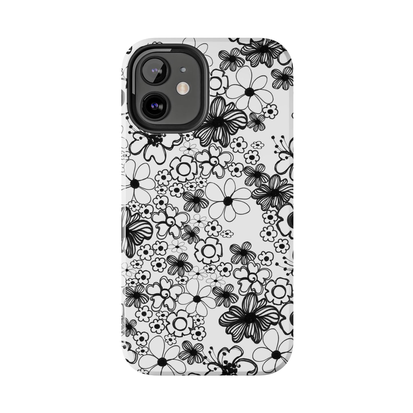 White and Black Flowers Phone Case