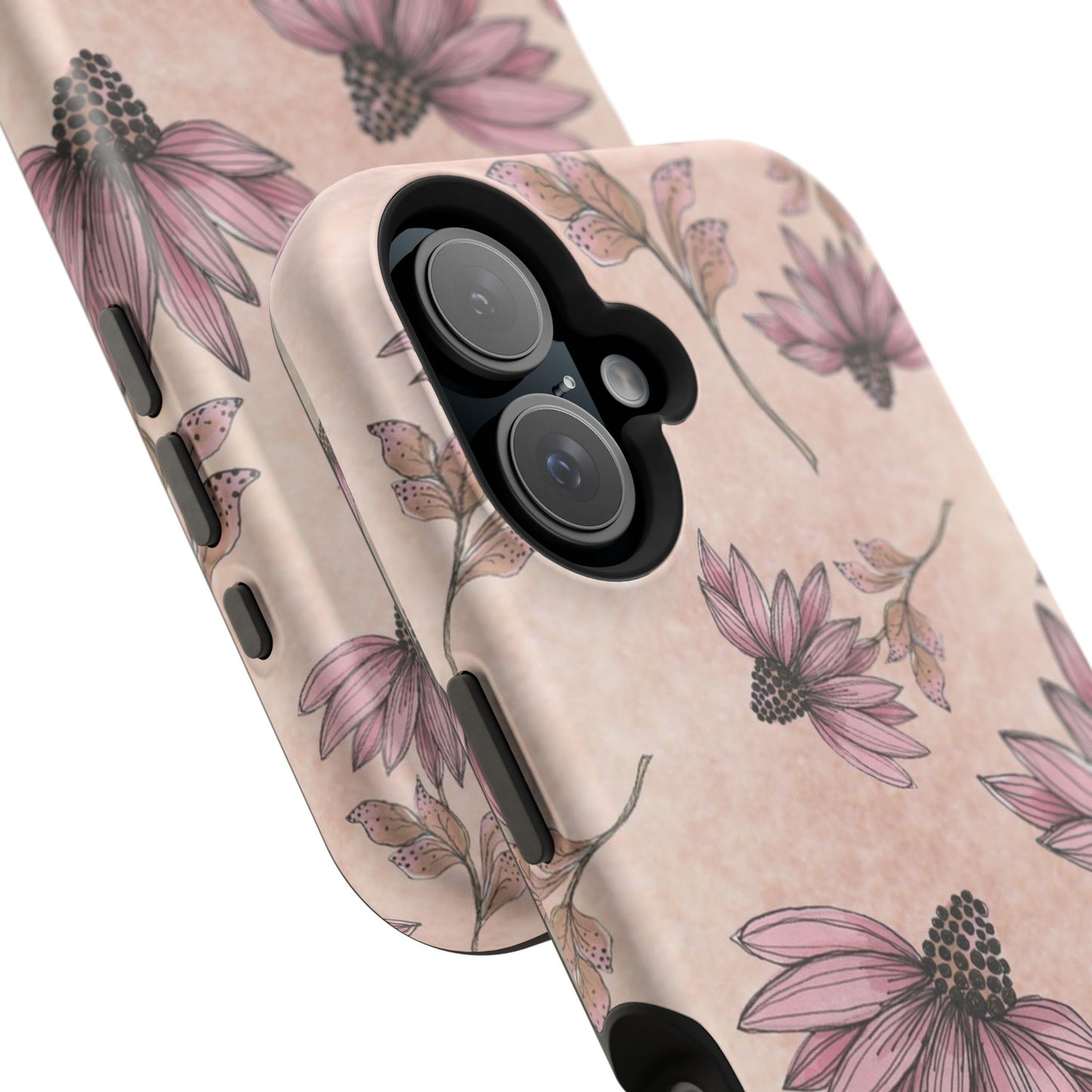 Wild Cone Flowers Pink Marble Phone Case