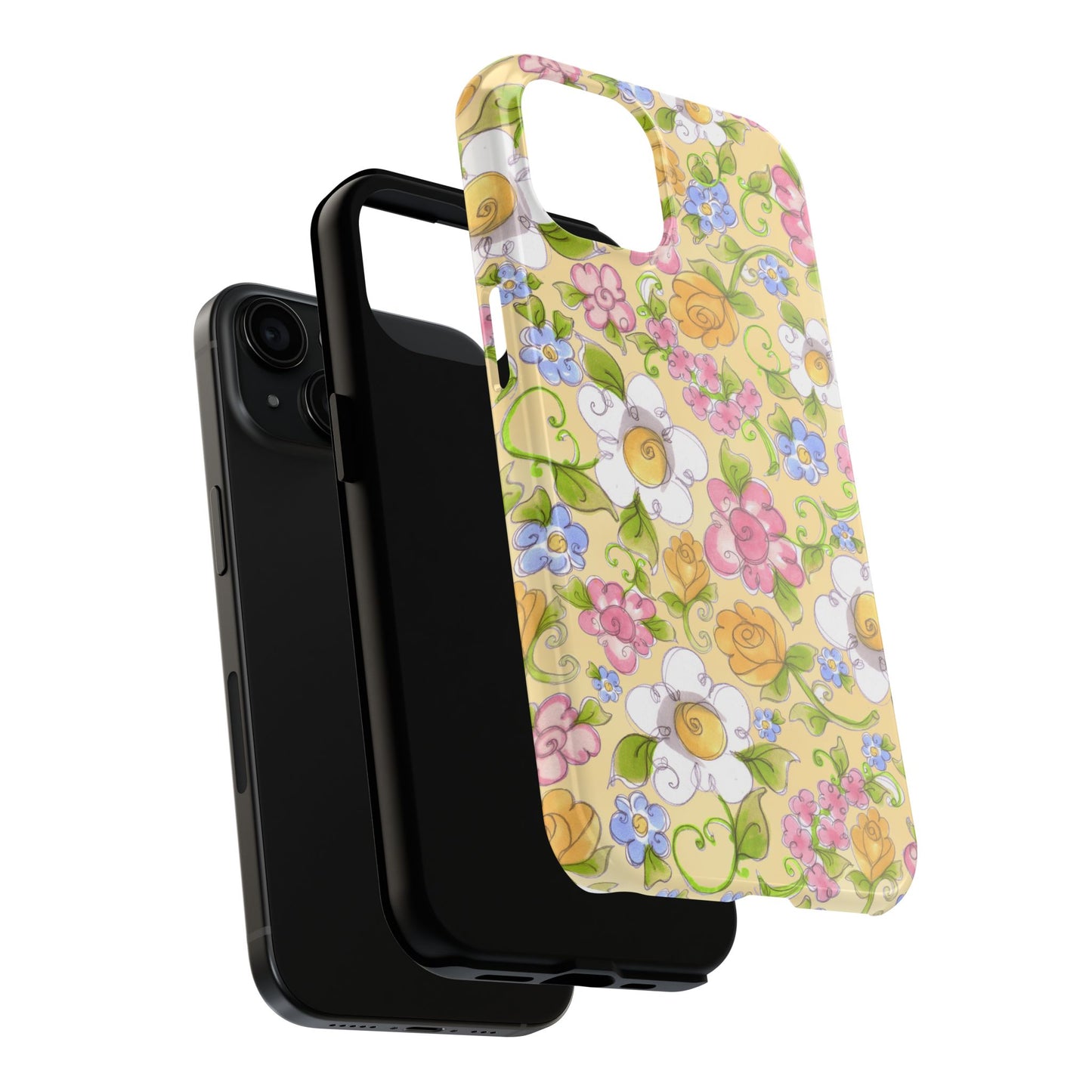 Flower Frolic Yellow Phone Case