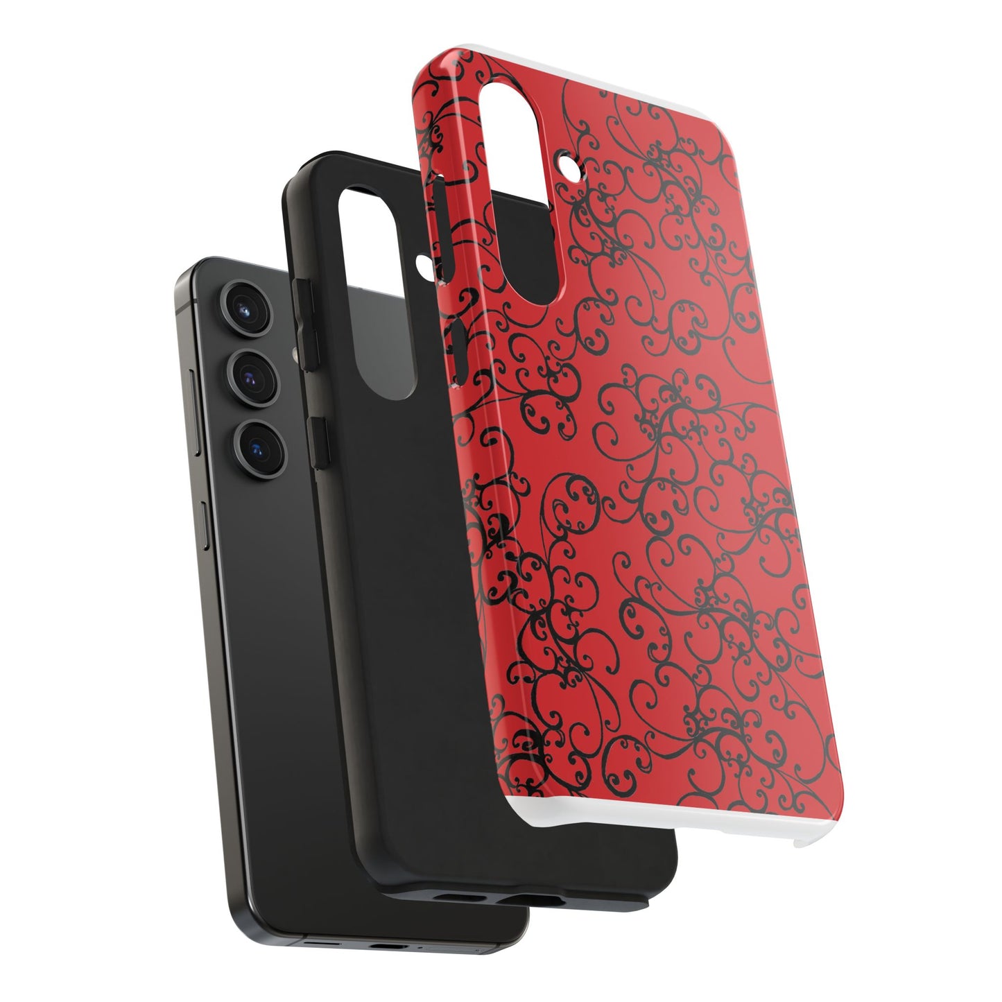 Elegant Scroll Red / Black Phone Case