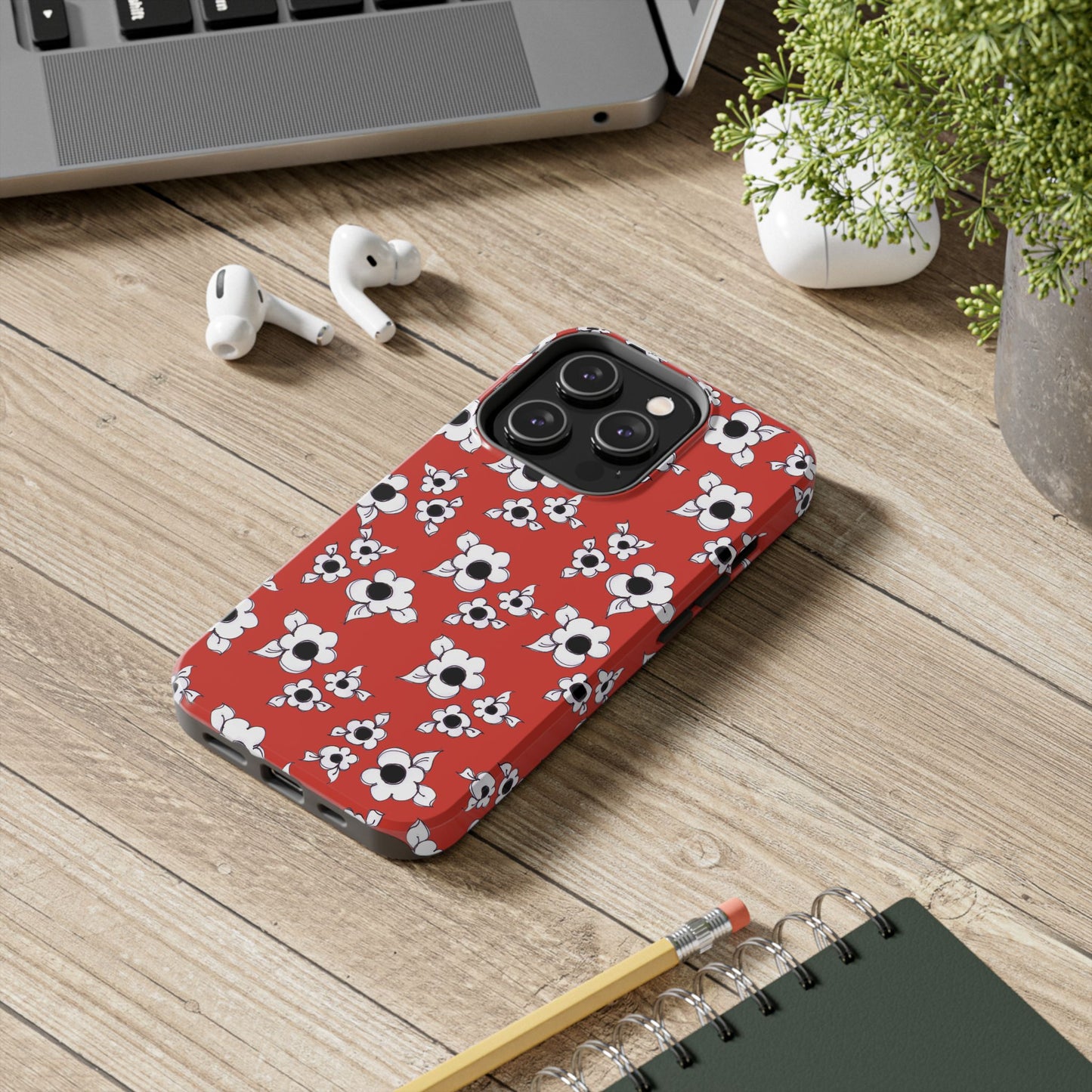 Daisy Cluster Red / Black Phone Case
