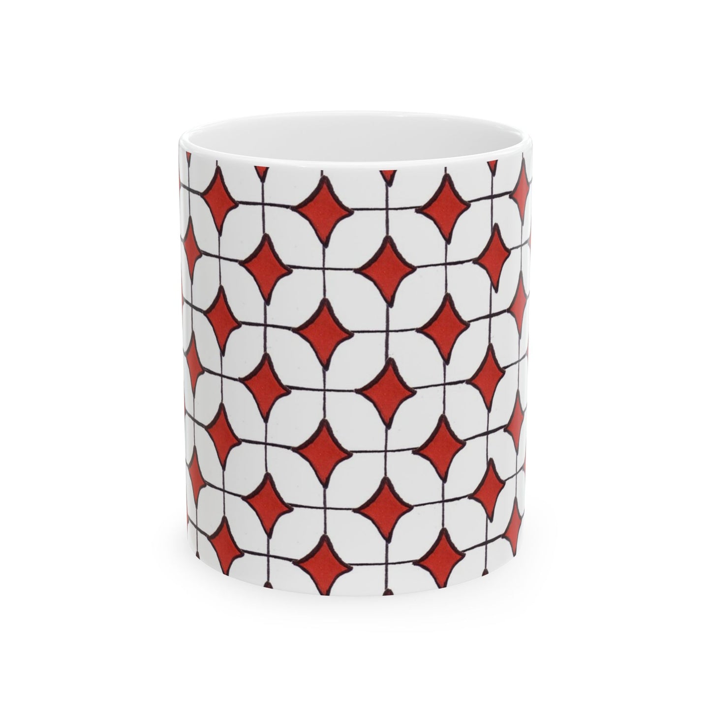 Tile-ish White / Red Cup