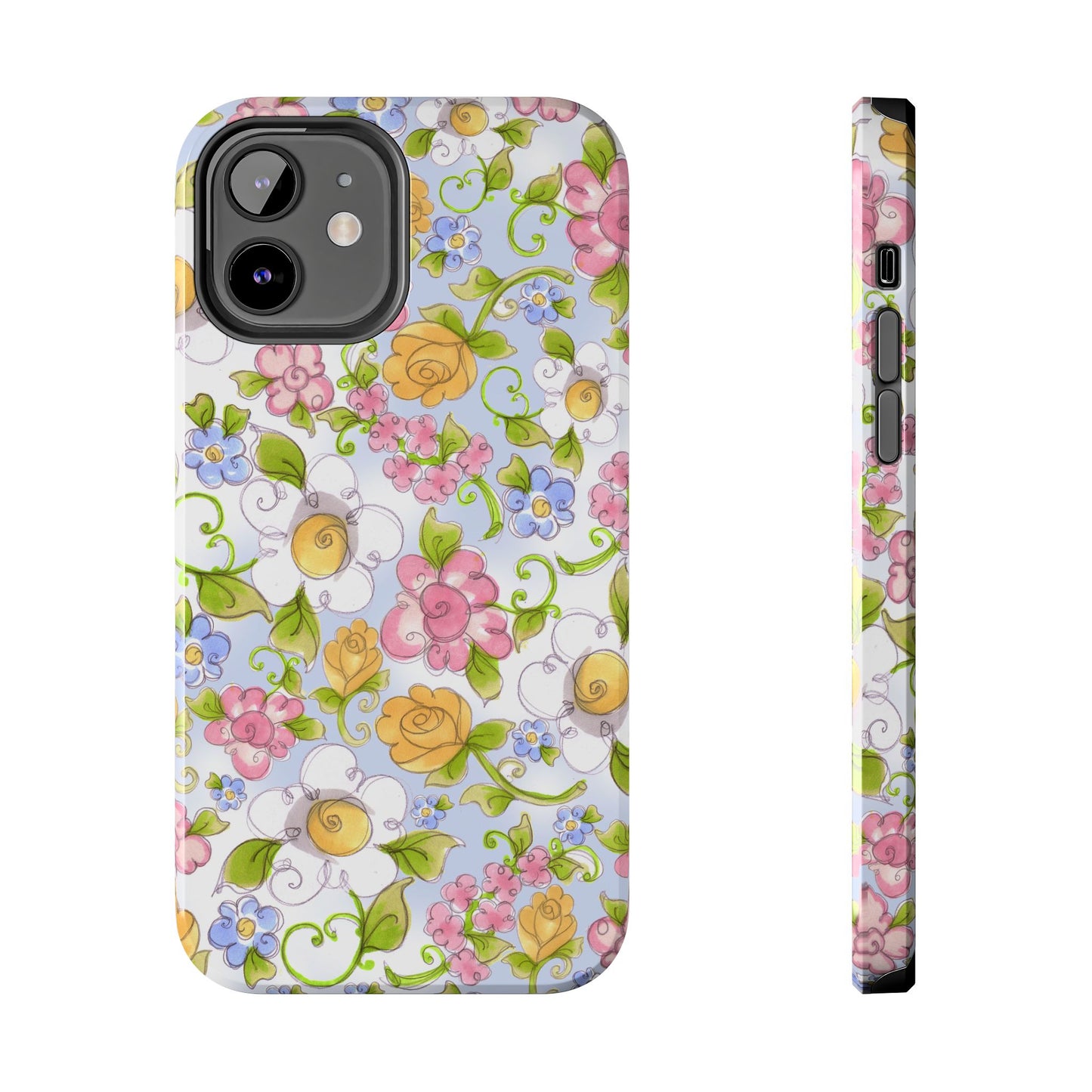 Flower Frolic Blue Phone Case