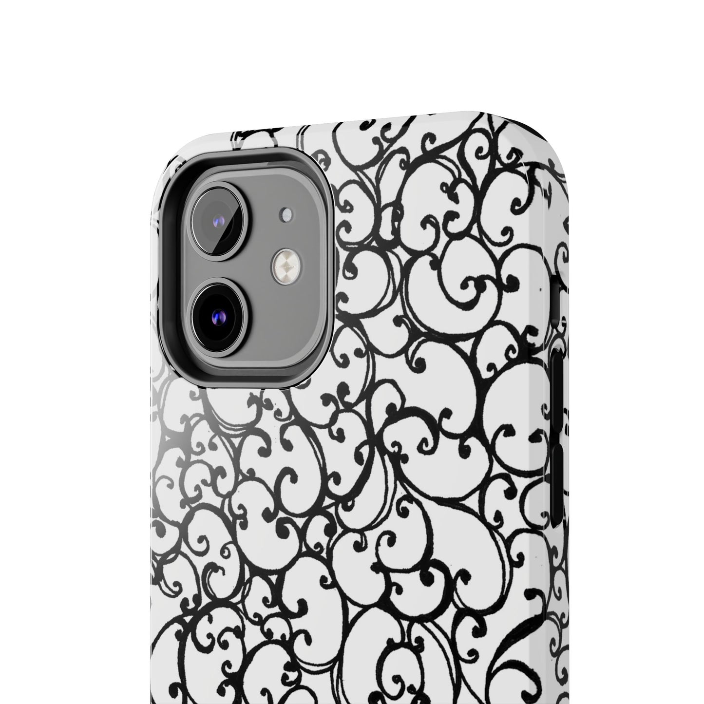 Scrollie White / Black Phone Case