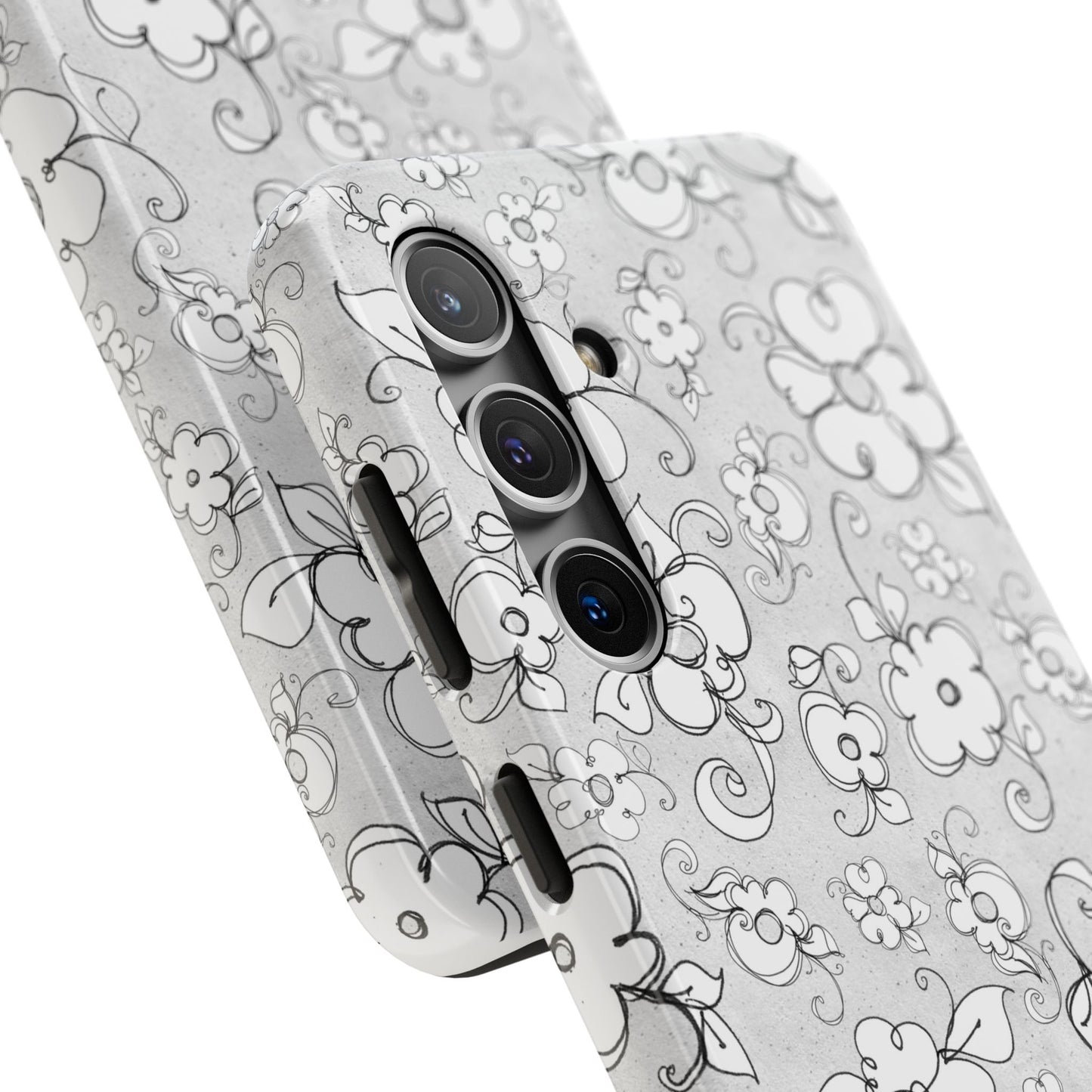 Lady Flowers Silver Phone Case