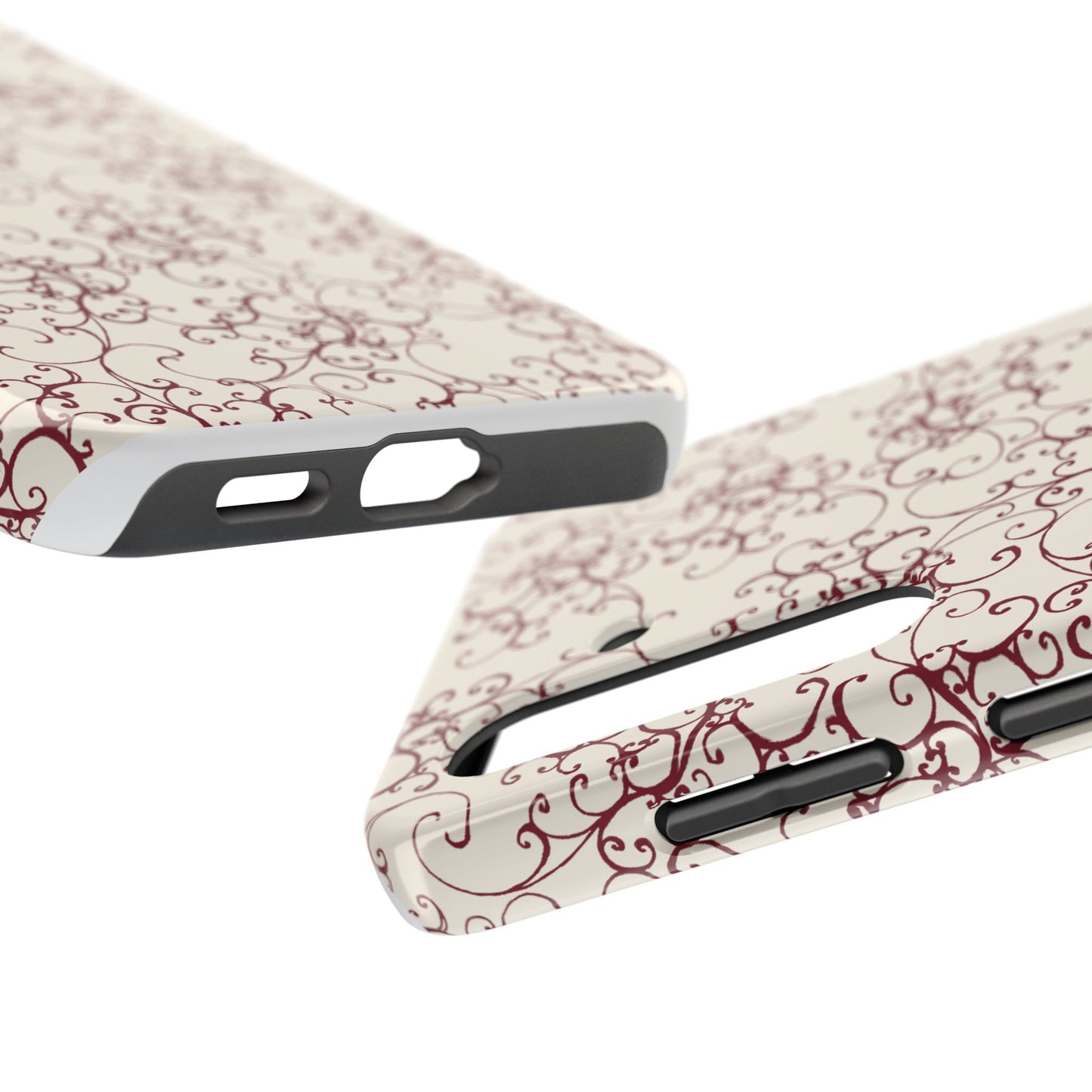 Elegant Scroll Ivory / Red Phone Case