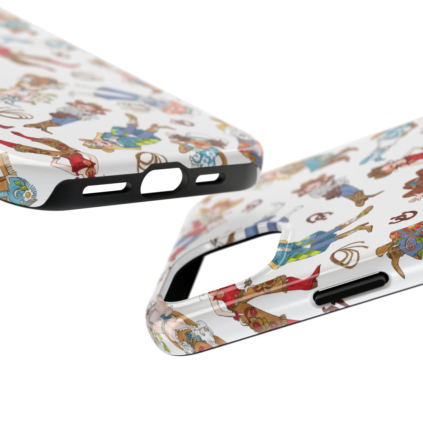 Tossed Cowgirls White Phone Case
