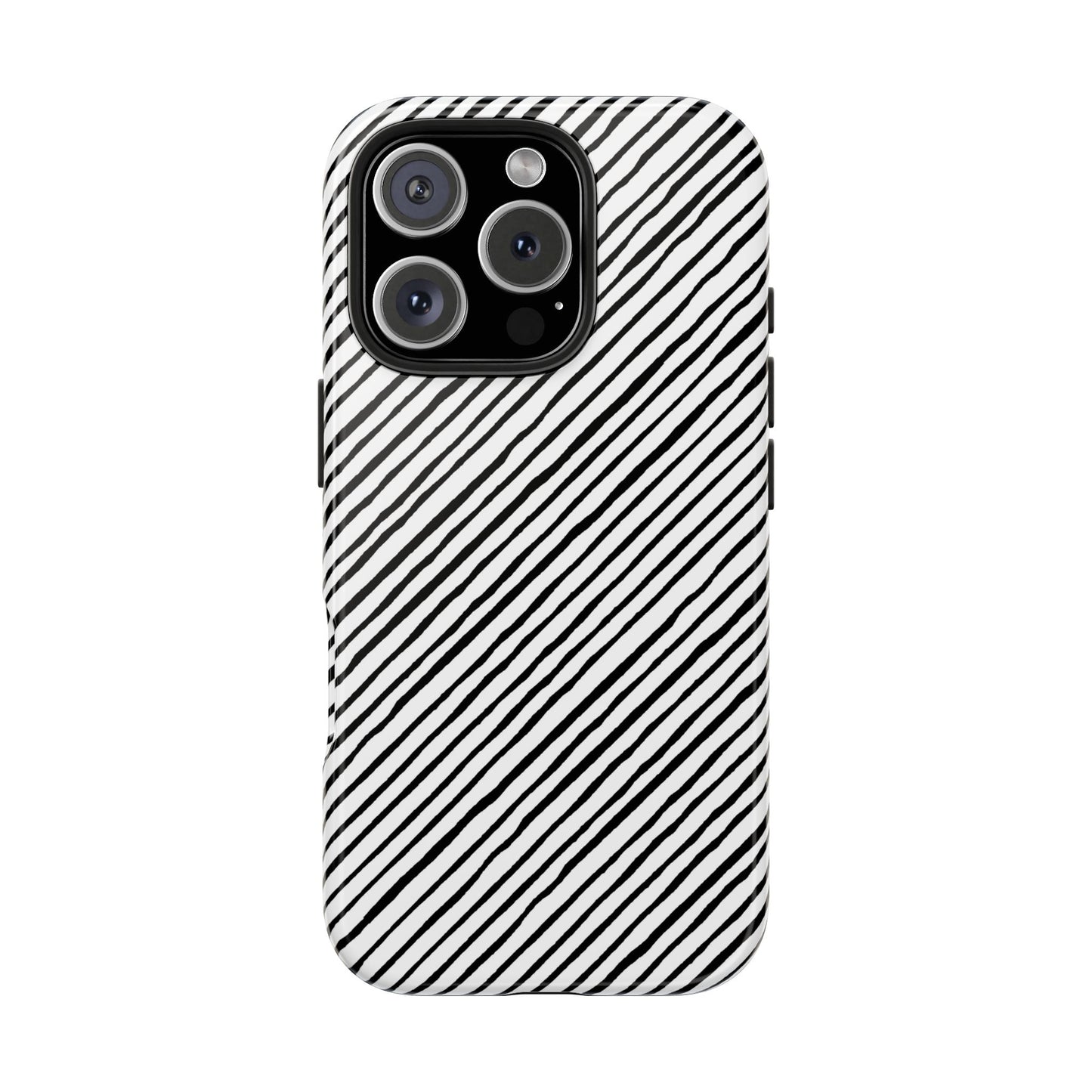 Quirky Bias Stripe White / Black Phone Case