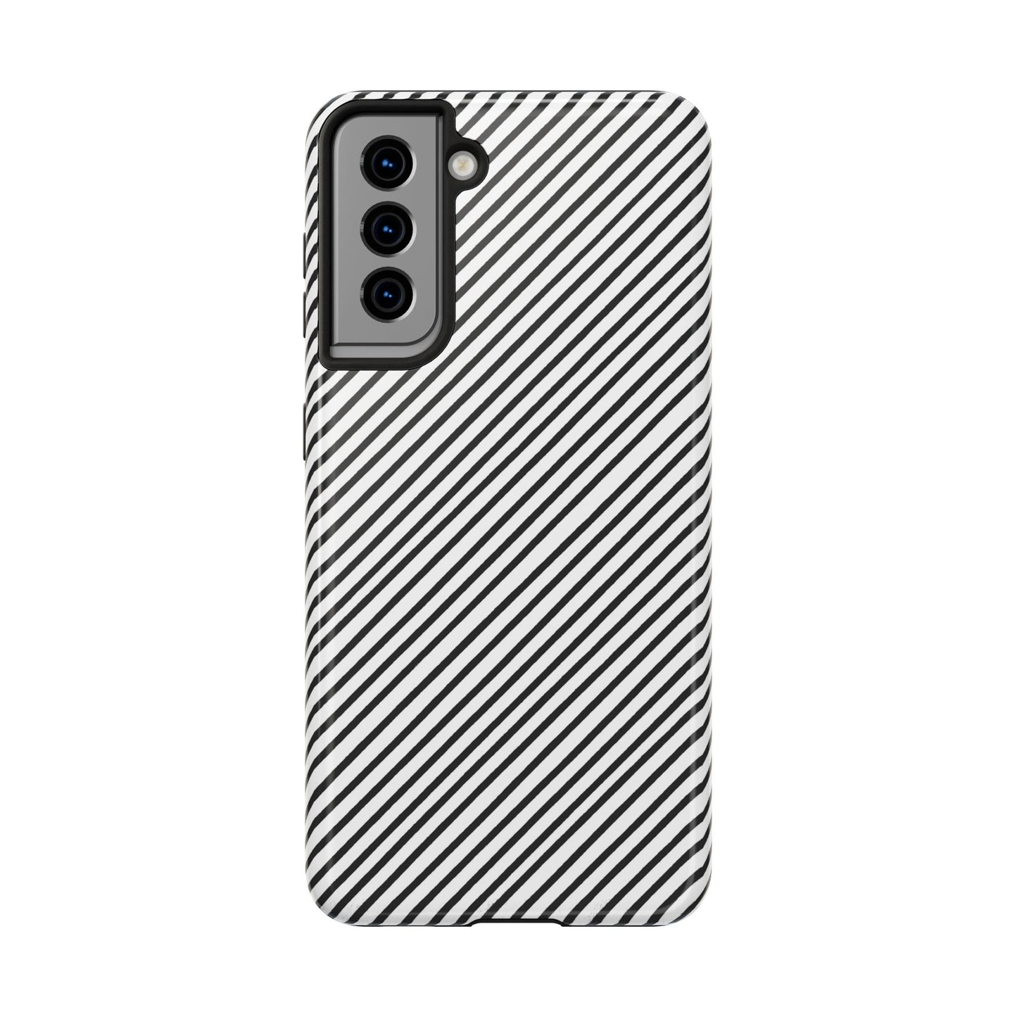 Diagonal Stripe White / Black Phone Case