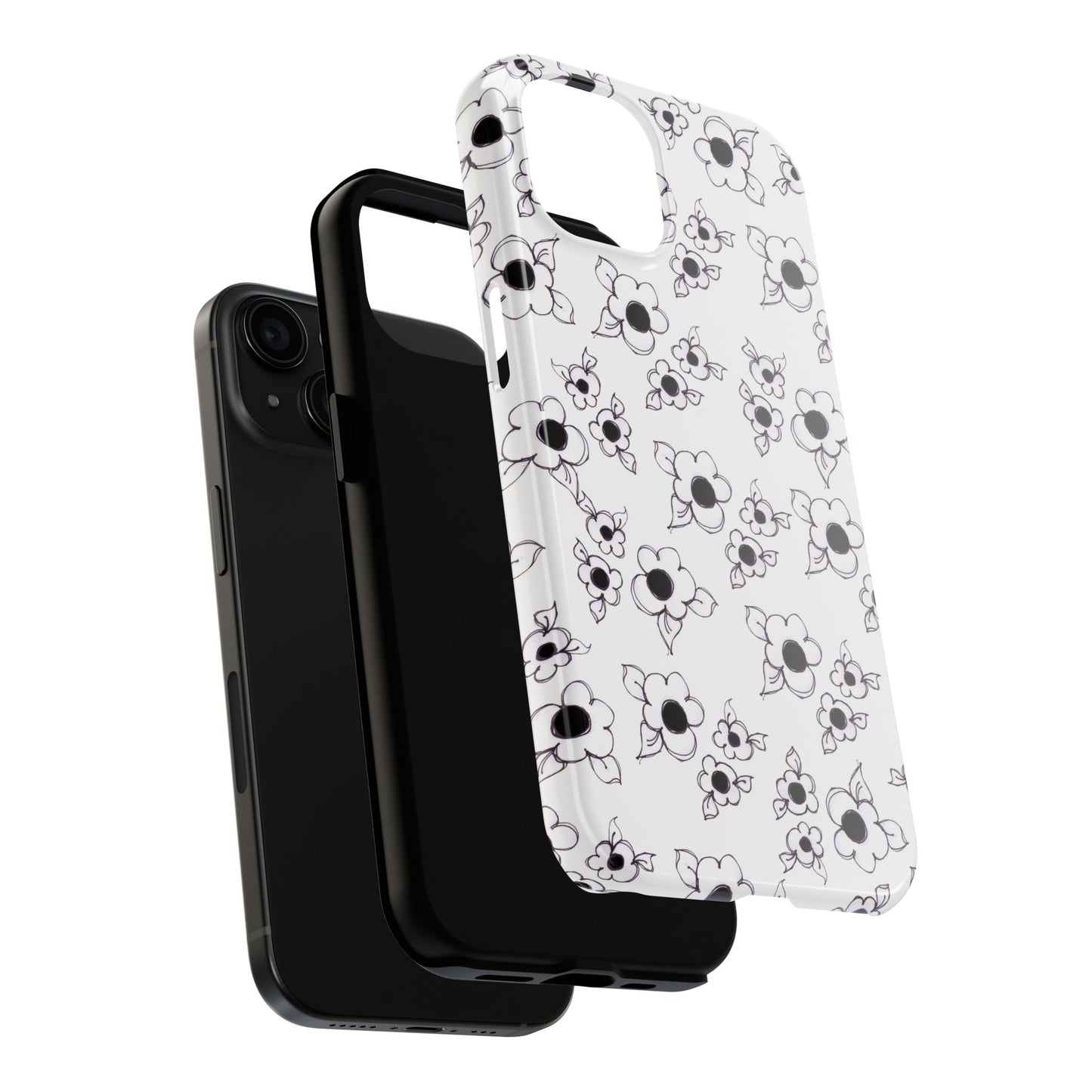 Daisy Cluster White / Black Phone Case