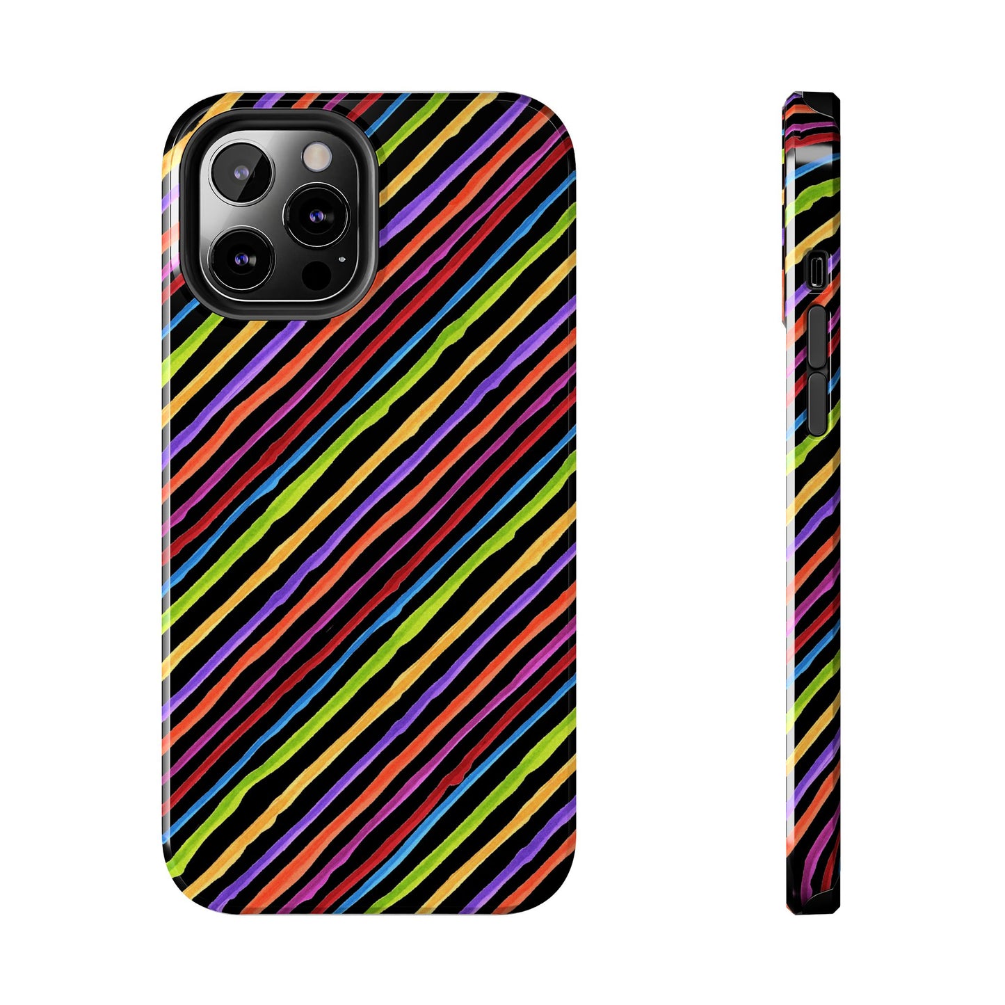 Quirky Bias Stripe Black Phone Case