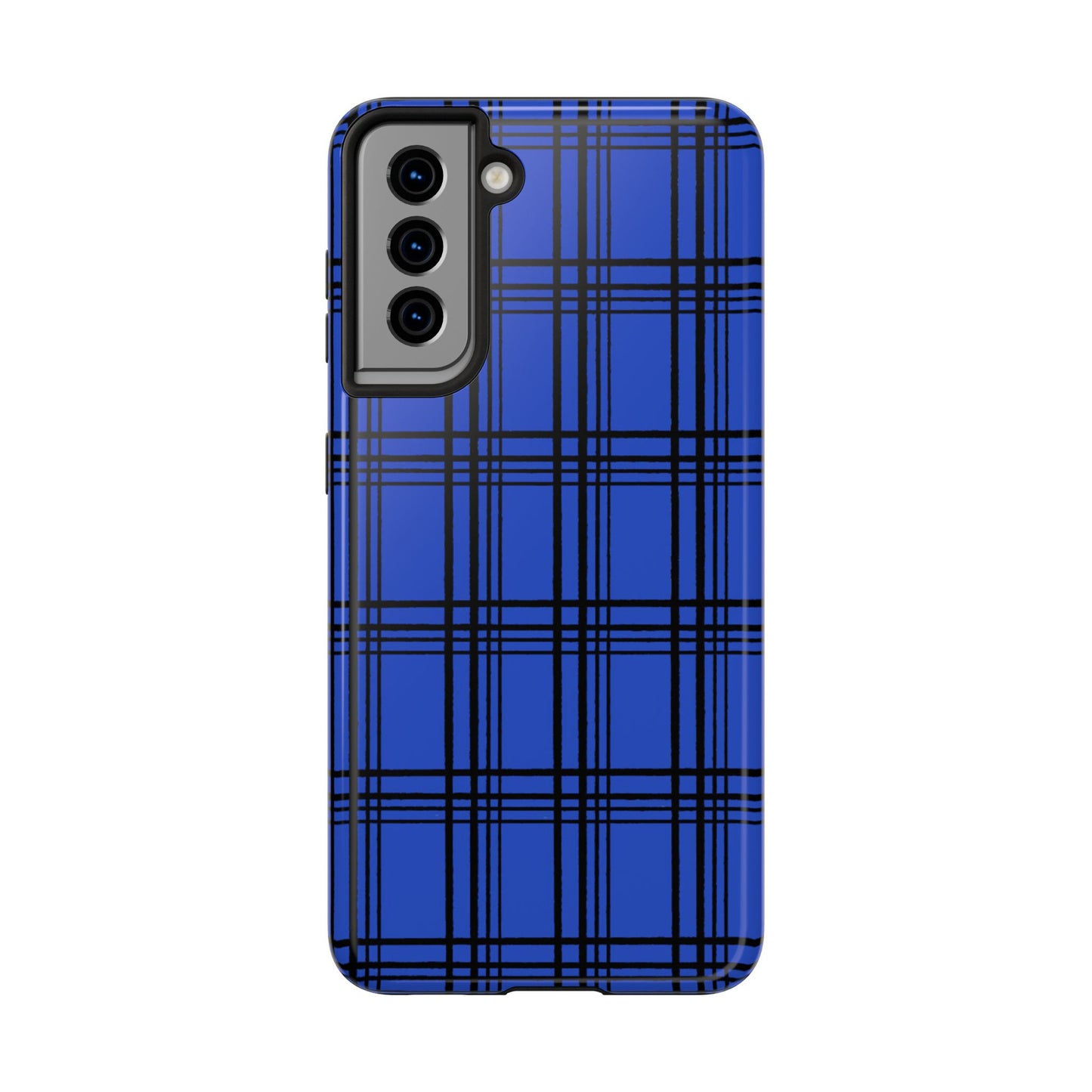 Glad Plaid Blue / Black Phone Case