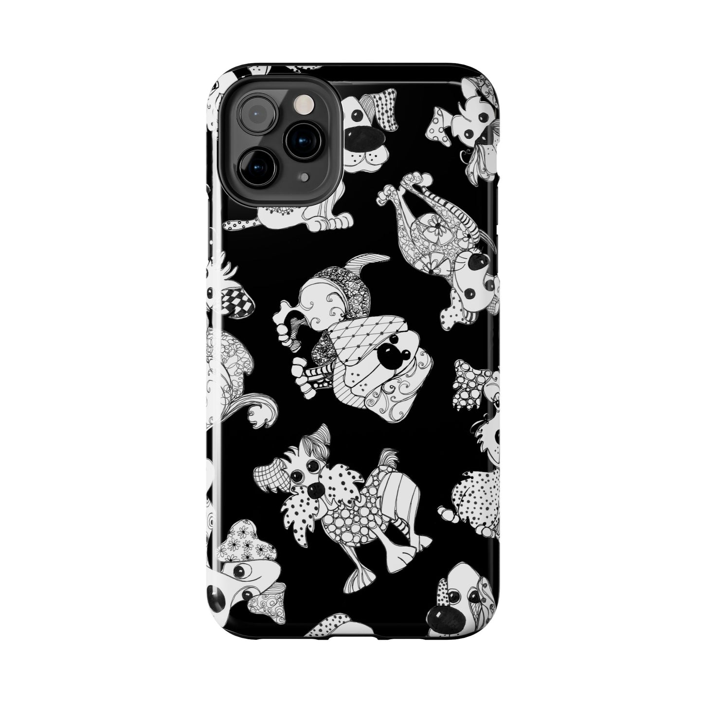 Doodle Dogs Black Phone Case