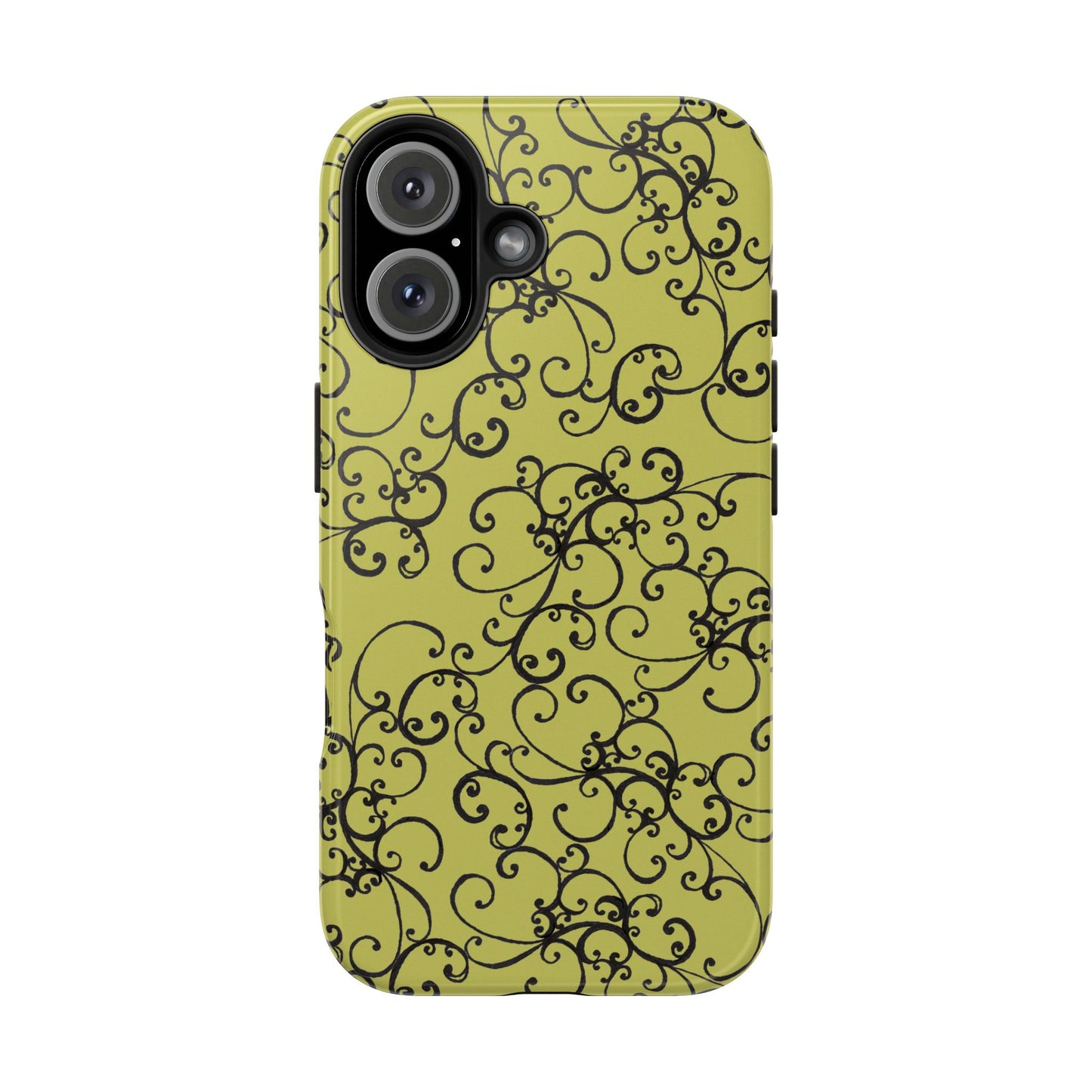 Elegant Scroll Green / Black Phone Case
