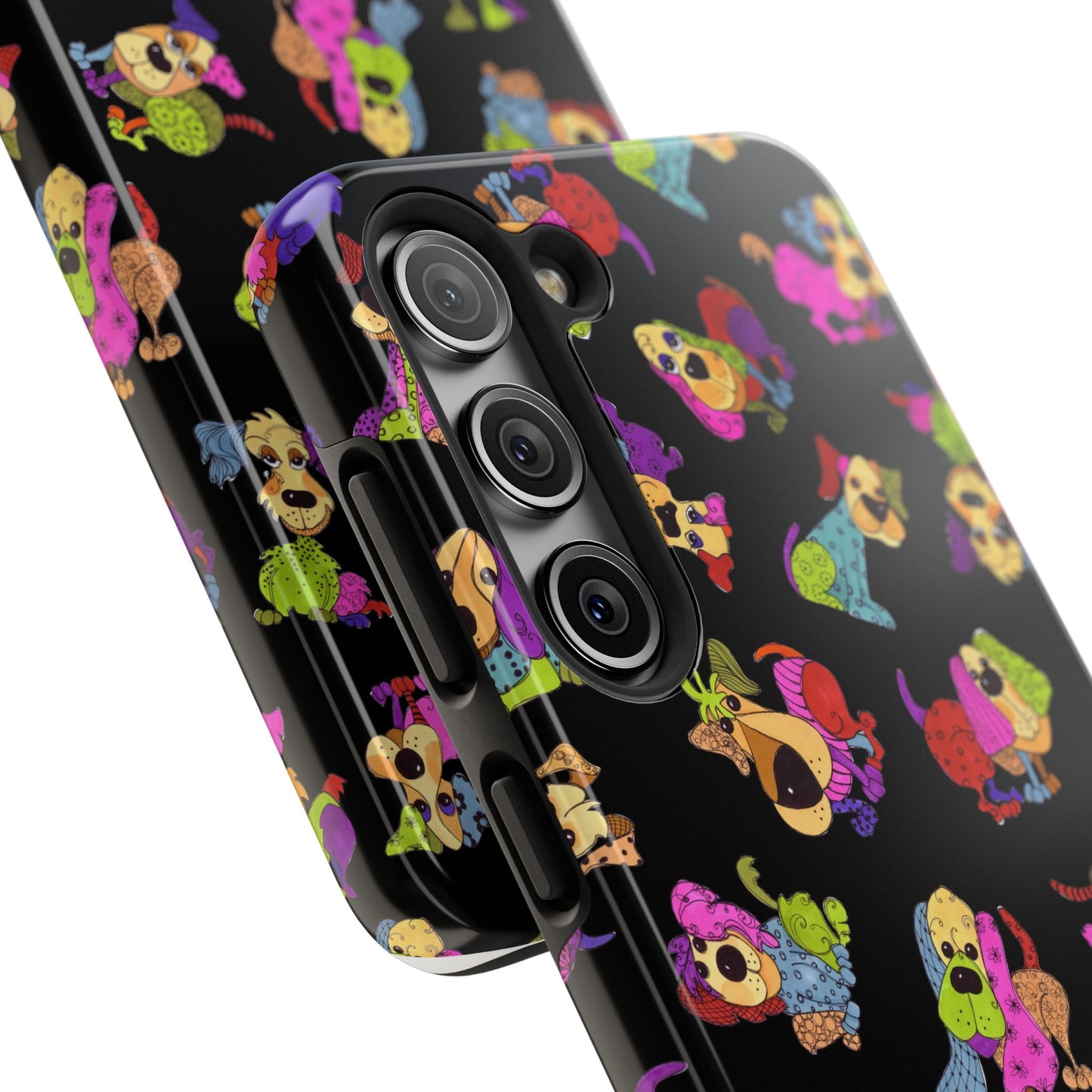 Tossed Happy Dogs Black Phone Case