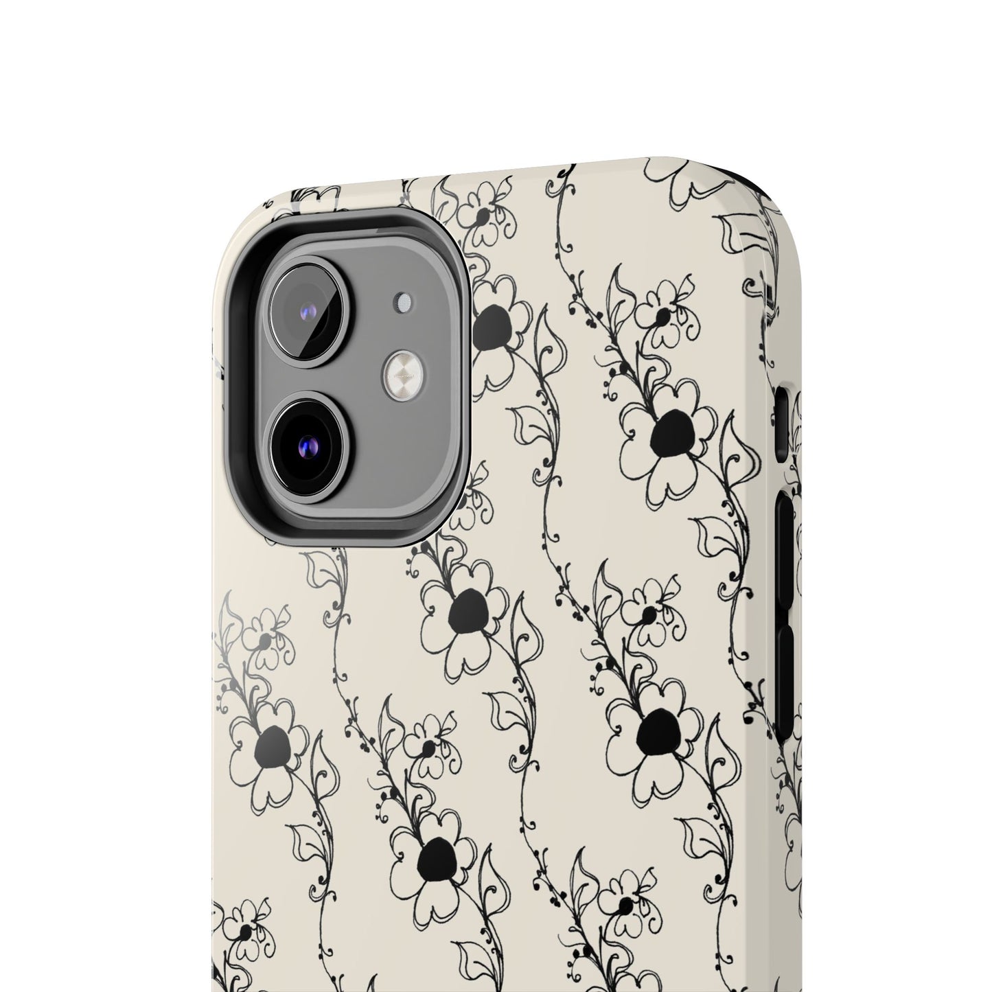 Diagonal Daisies Ivory / Black Phone Case