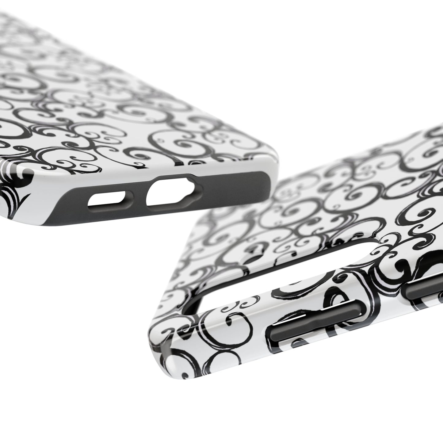 Curls White / Black Phone Case