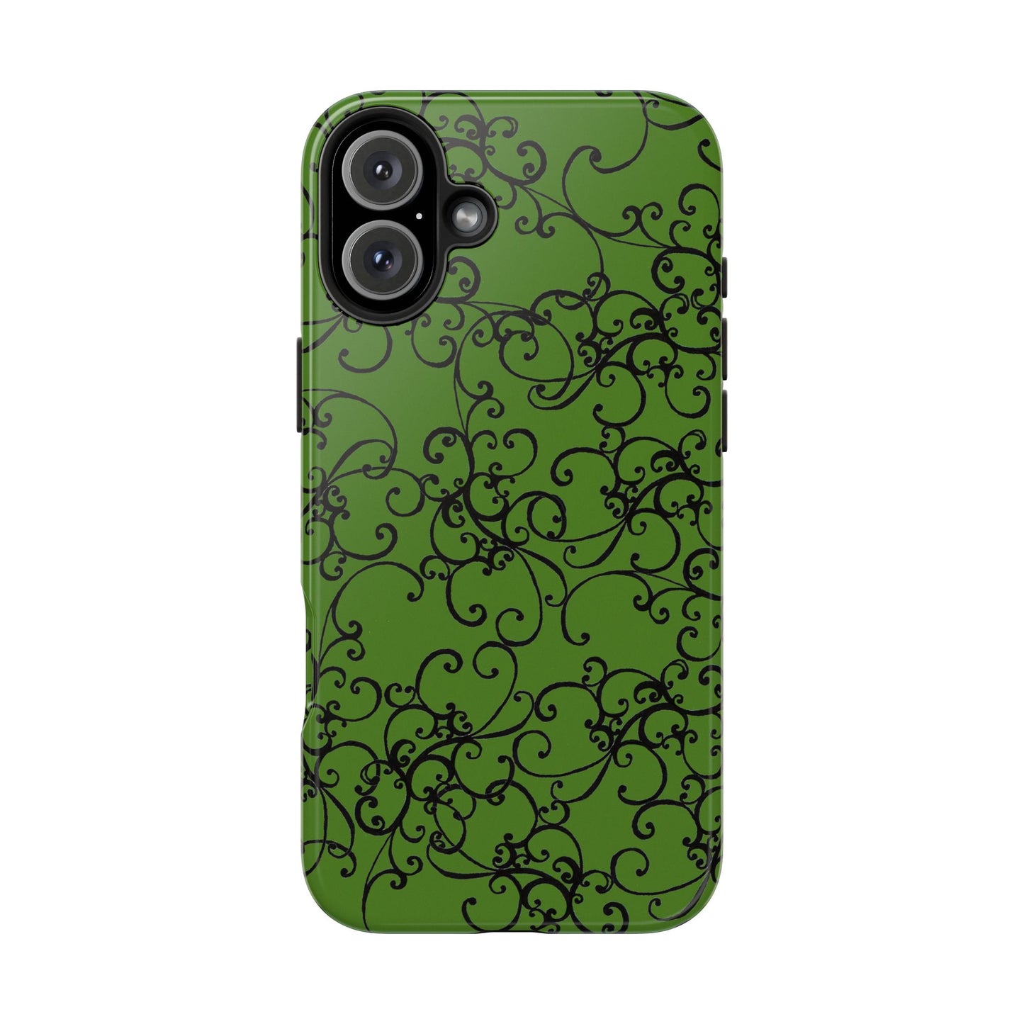 Elegant Scroll Green / Black Phone Case