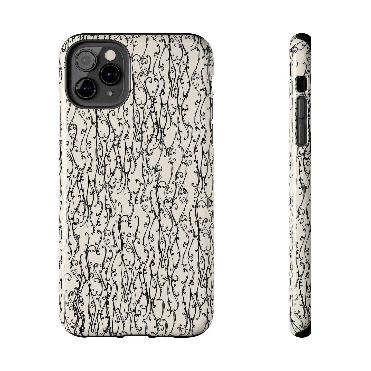 Swan Scroll Ivory / Black Phone Case