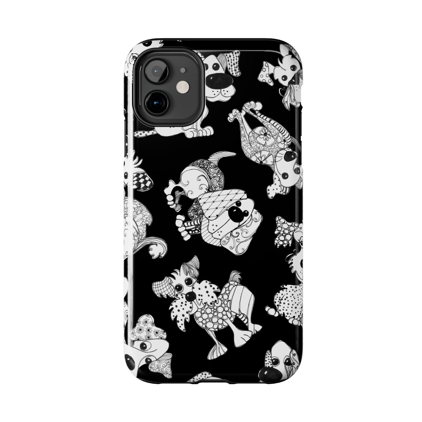 Doodle Dogs Black Phone Case