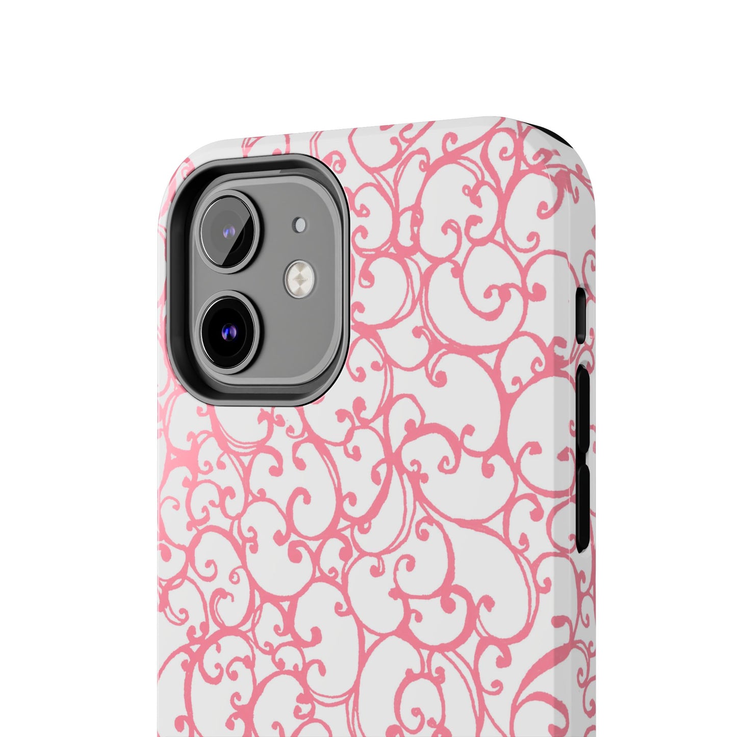 Scrollie White / Pink Phone Case