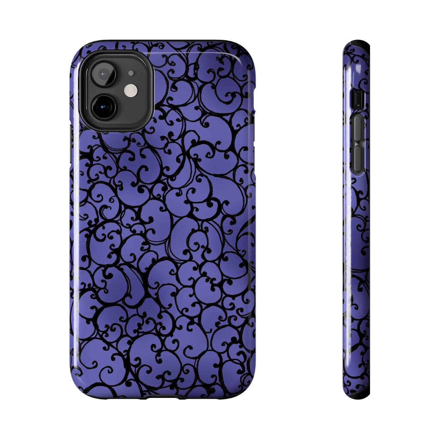 Scrollie Violet / Black Phone Case