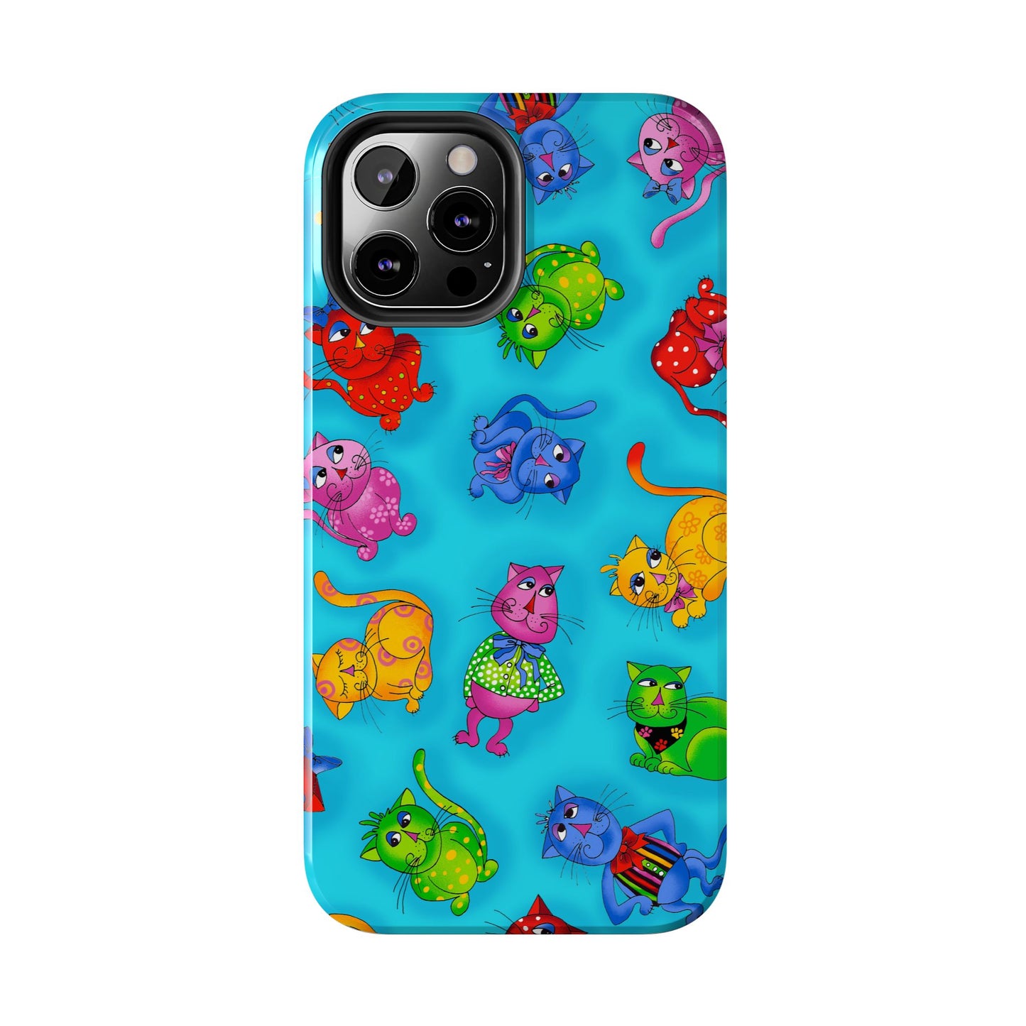 Tossed Cool Cats Turquoise Phone Case