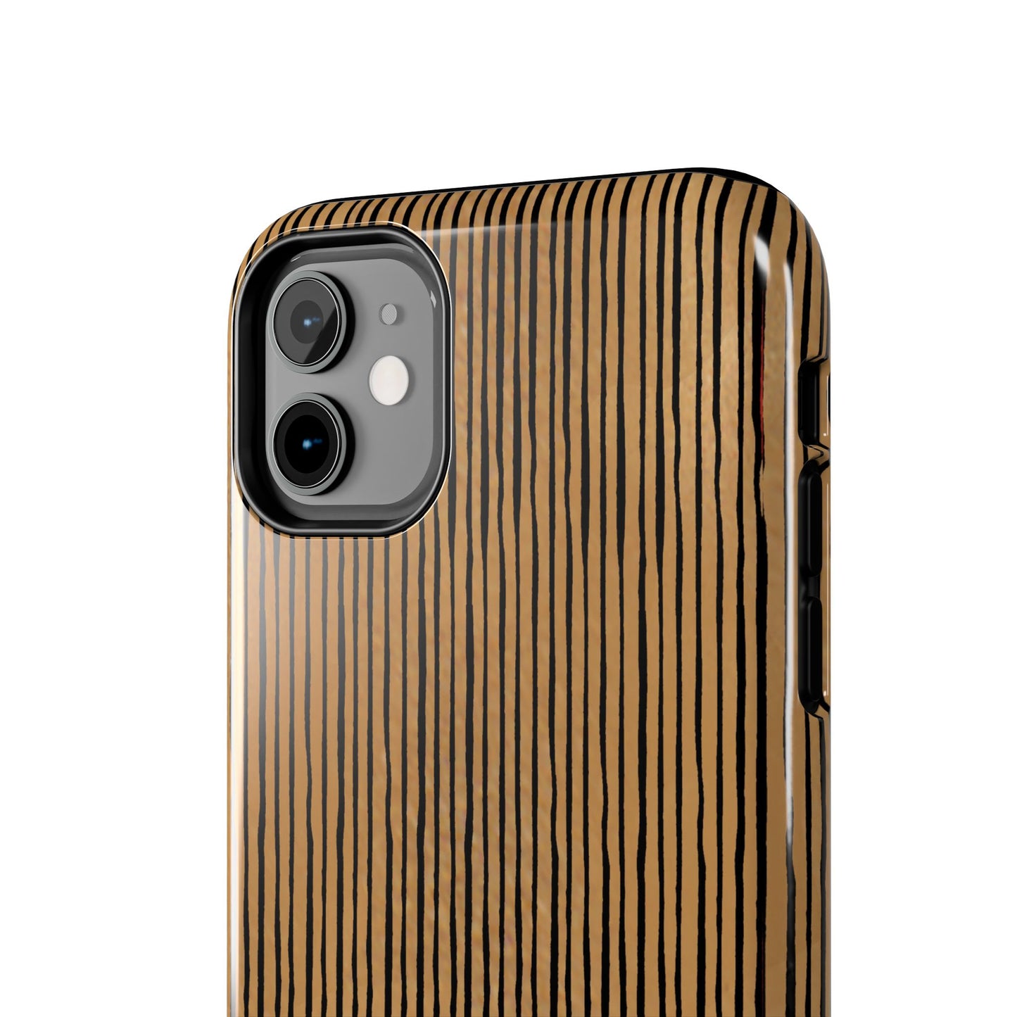 Quirky Pin Stripe Tan / Black Phone Case