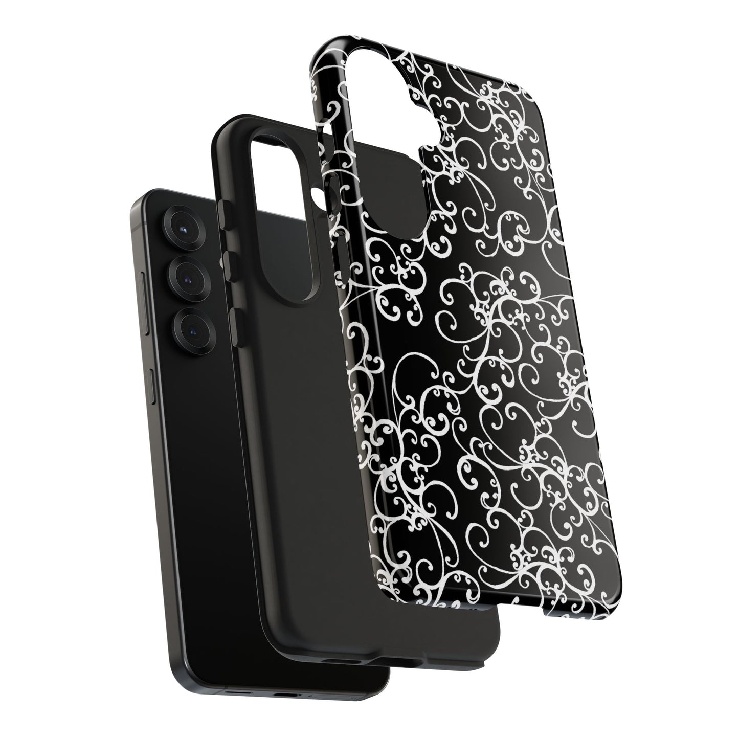 Elegant Scroll Black / White Phone Case
