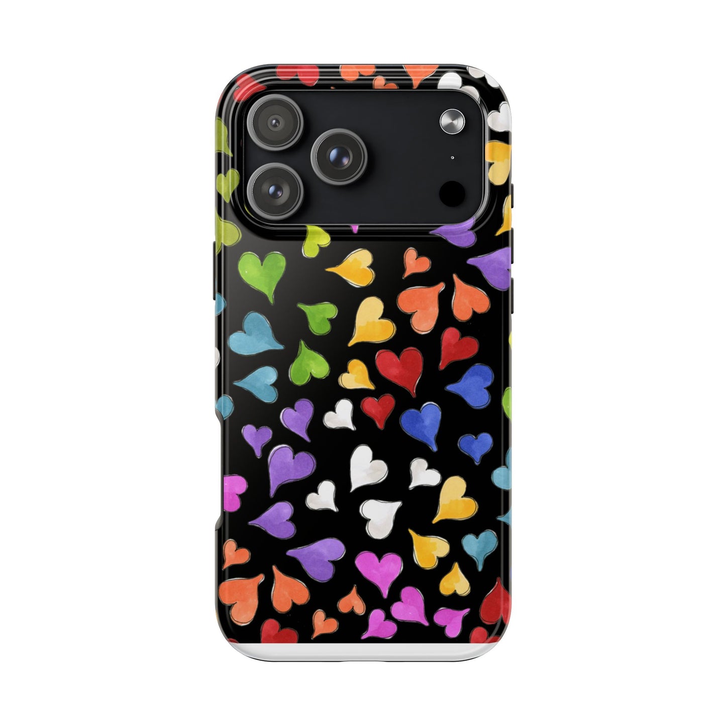 Happy Hearts Black Phone Case