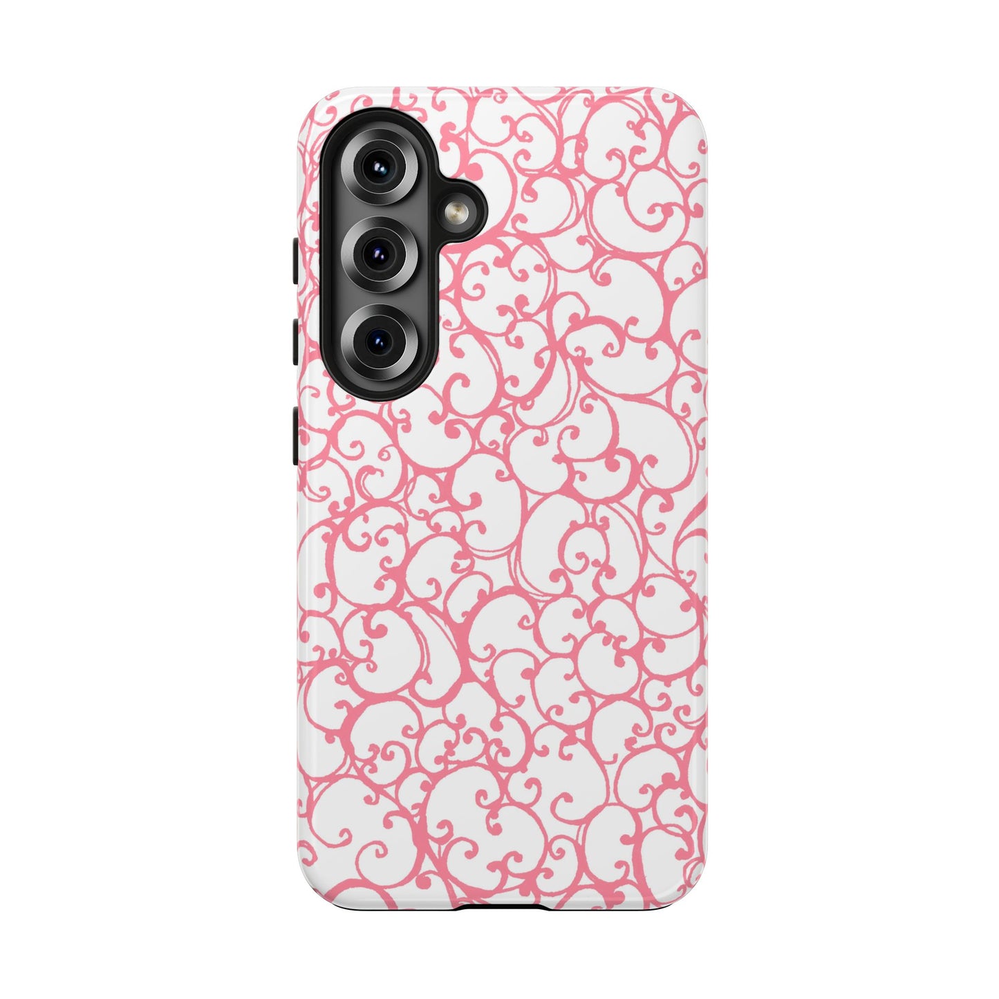 Scrollie White / Pink Phone Case