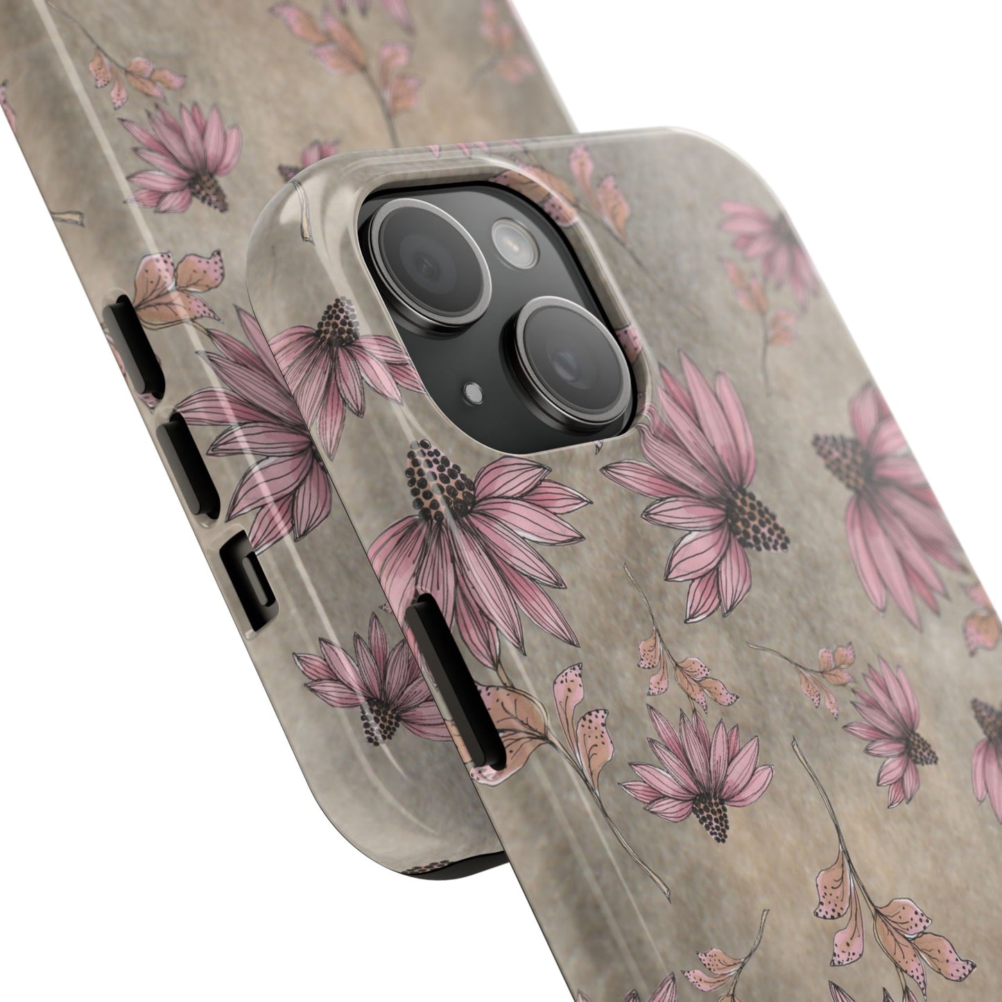Wild Cone Flowers Taupe Marble Phone Case