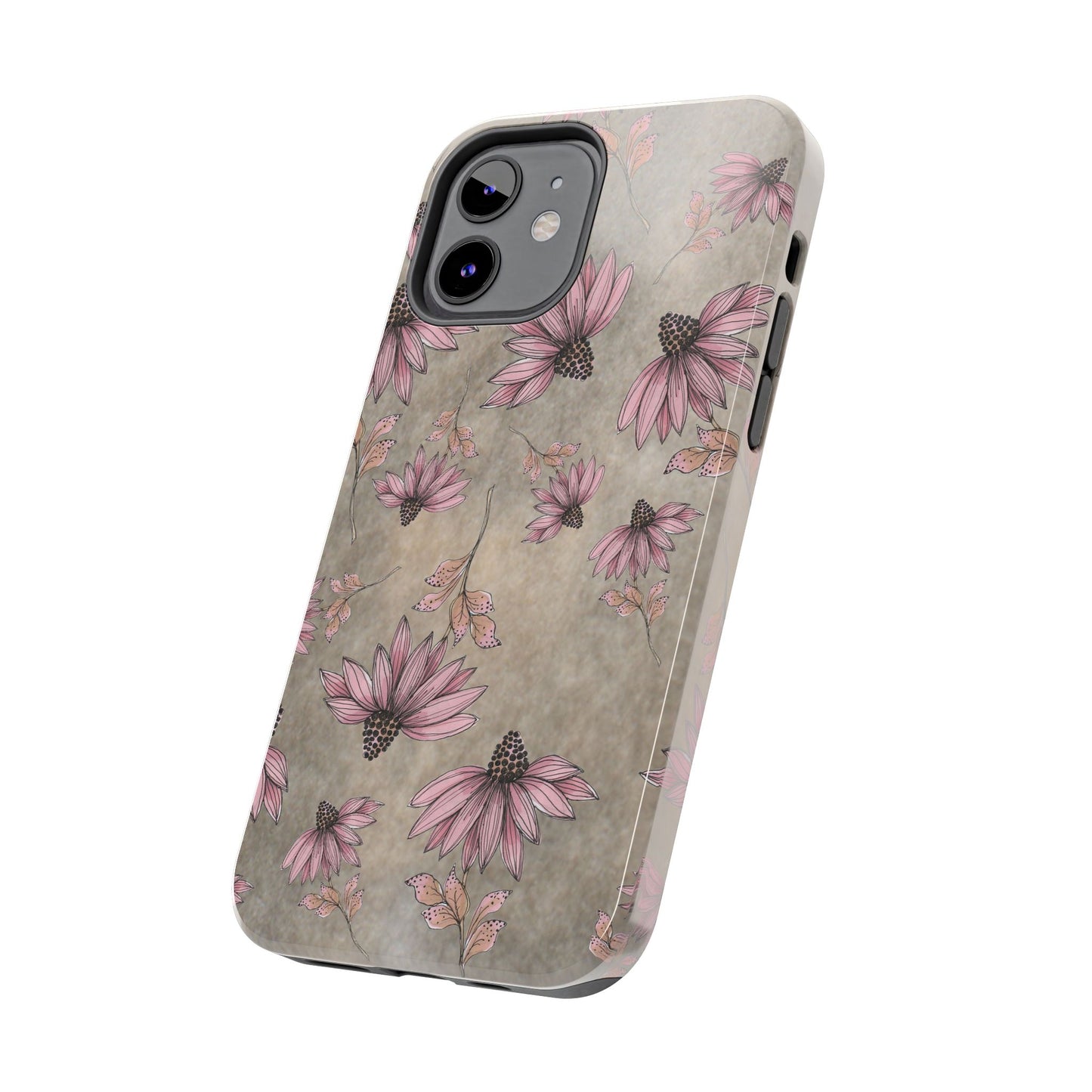 Wild Cone Flowers Taupe Marble Phone Case