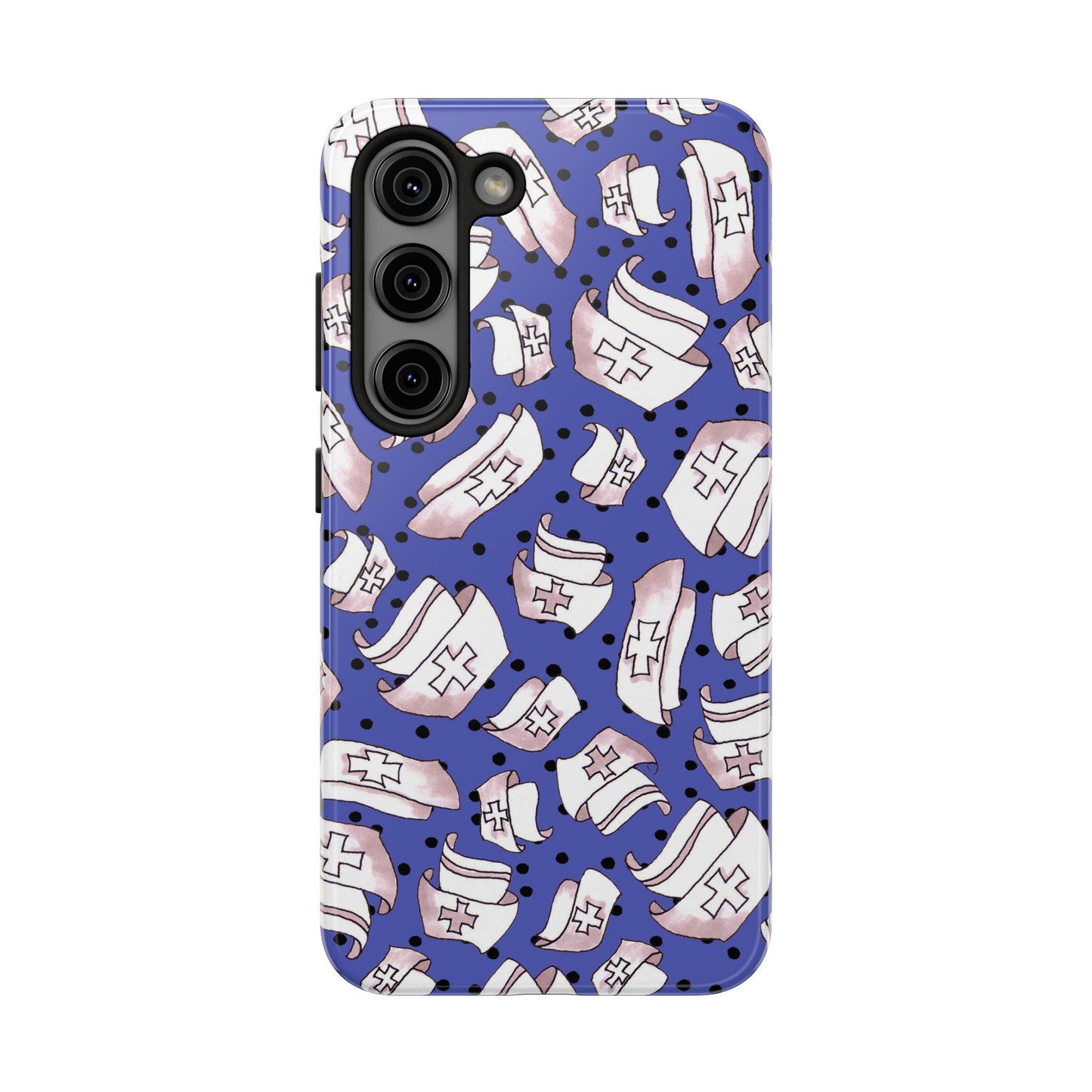 Med Hats Blue / Black Phone Case