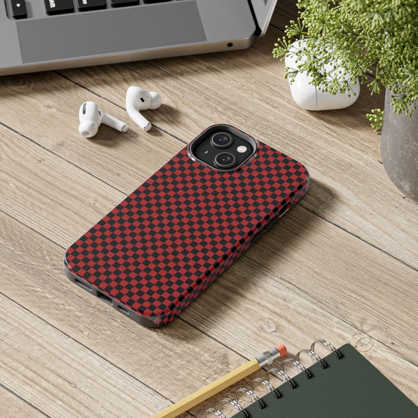 Checkerboard Red / Black Phone Case