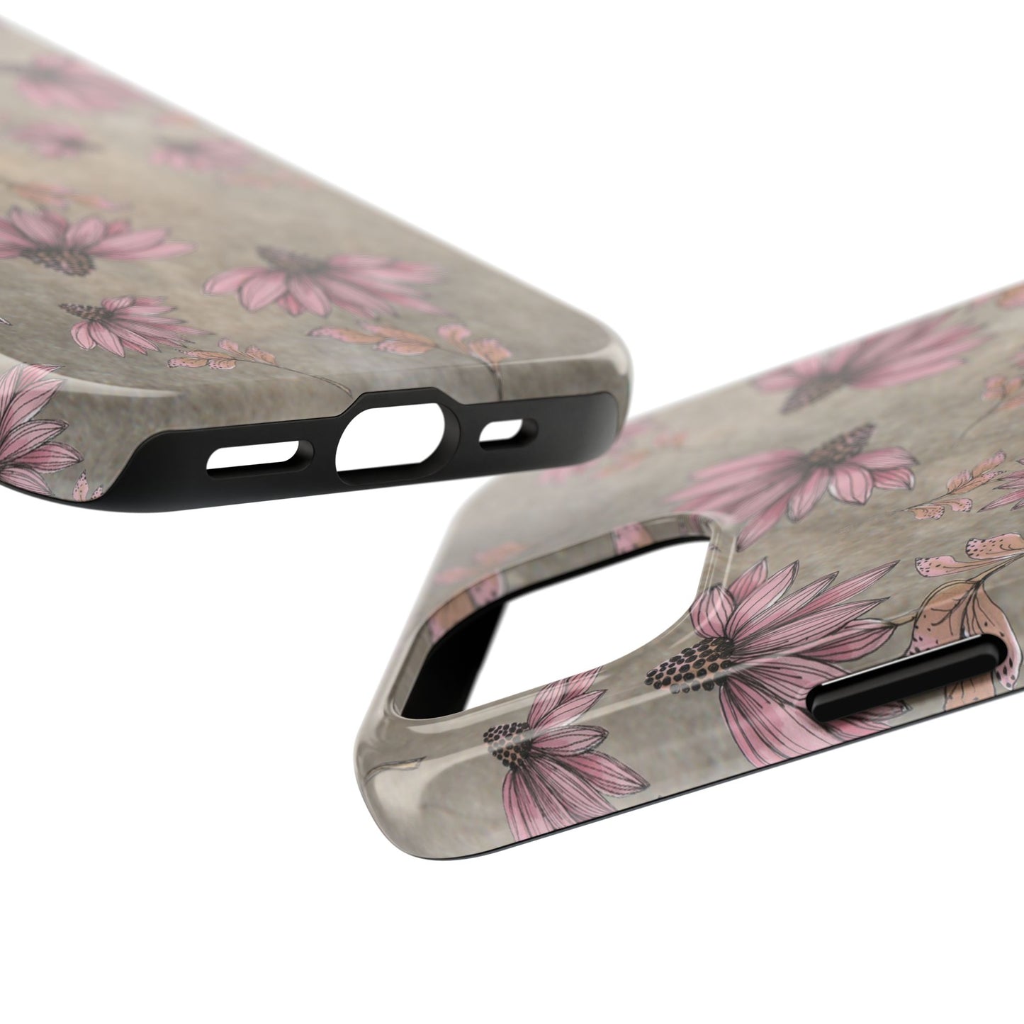 Wild Cone Flowers Taupe Marble Phone Case