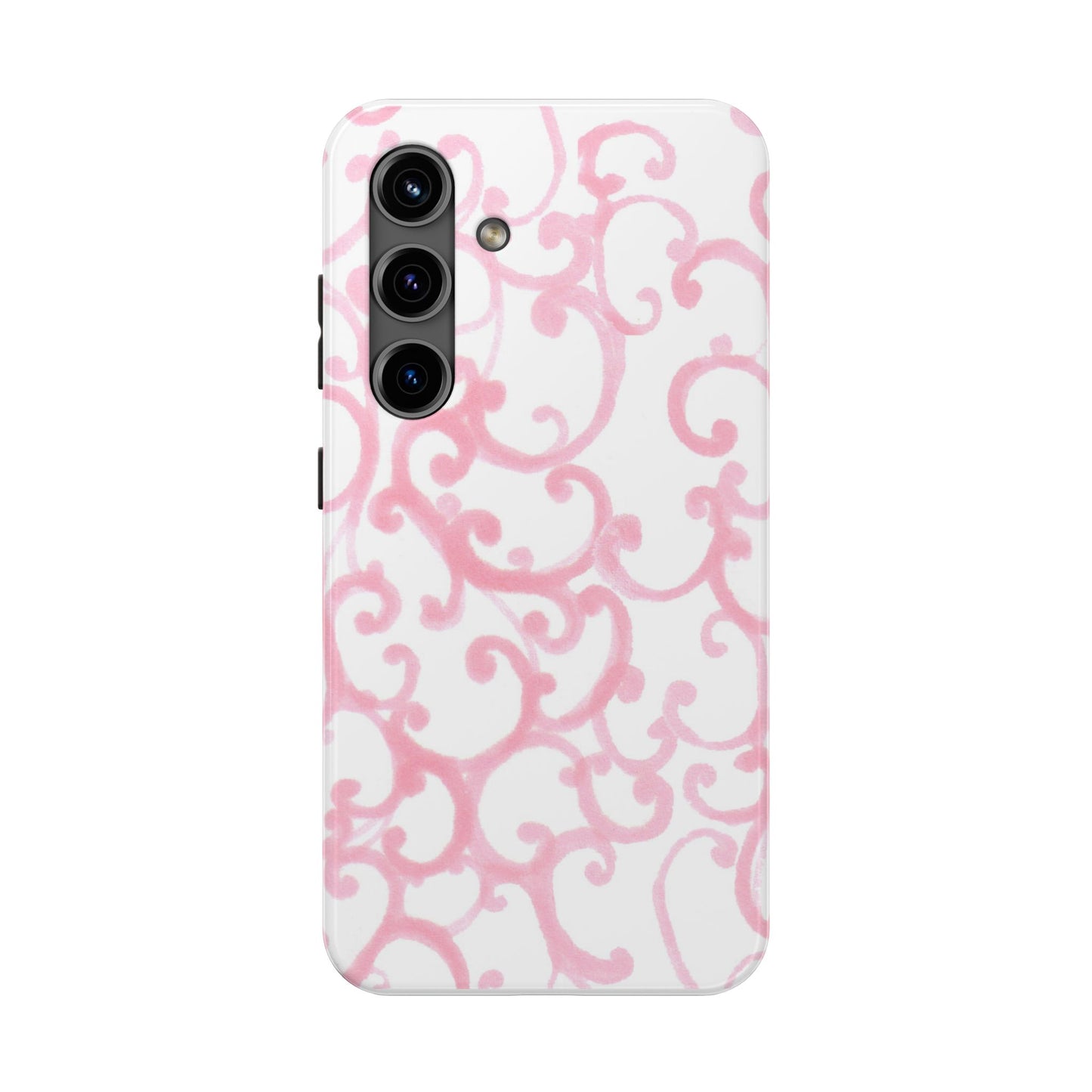 Scrollie White / Pink Phone Case