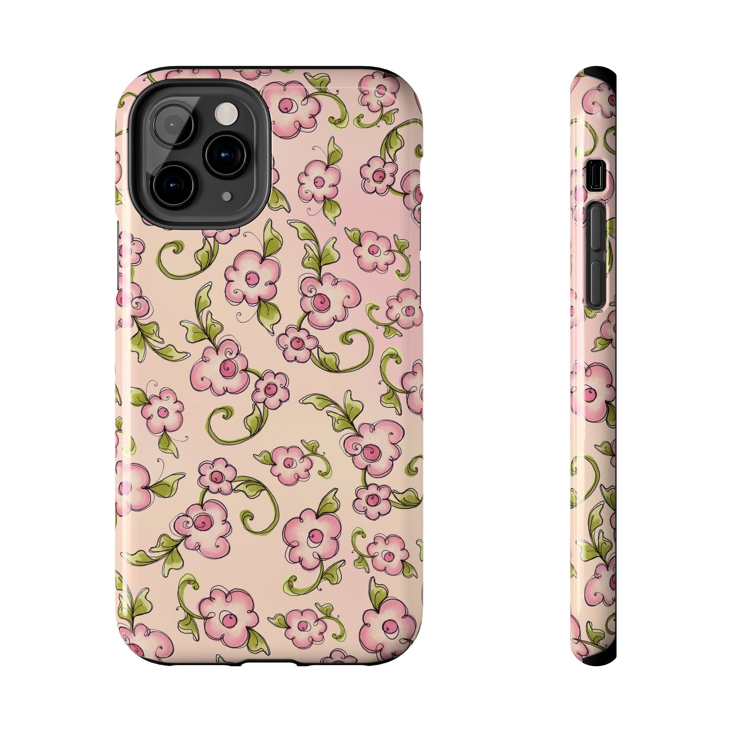 Scroll Daisies Peach / Peach Phone Case