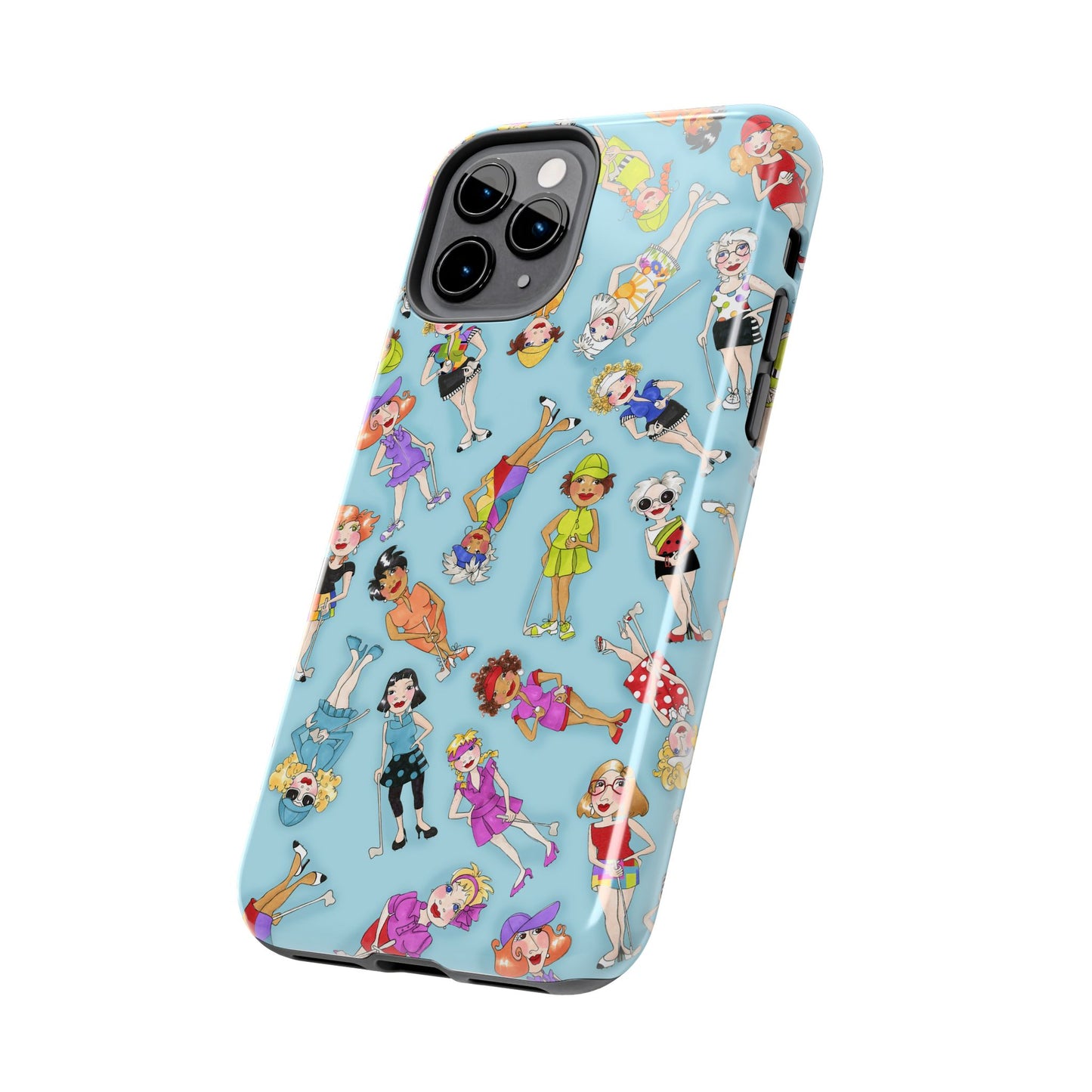 Tossed Golfer Girls Turquoise Phone Case