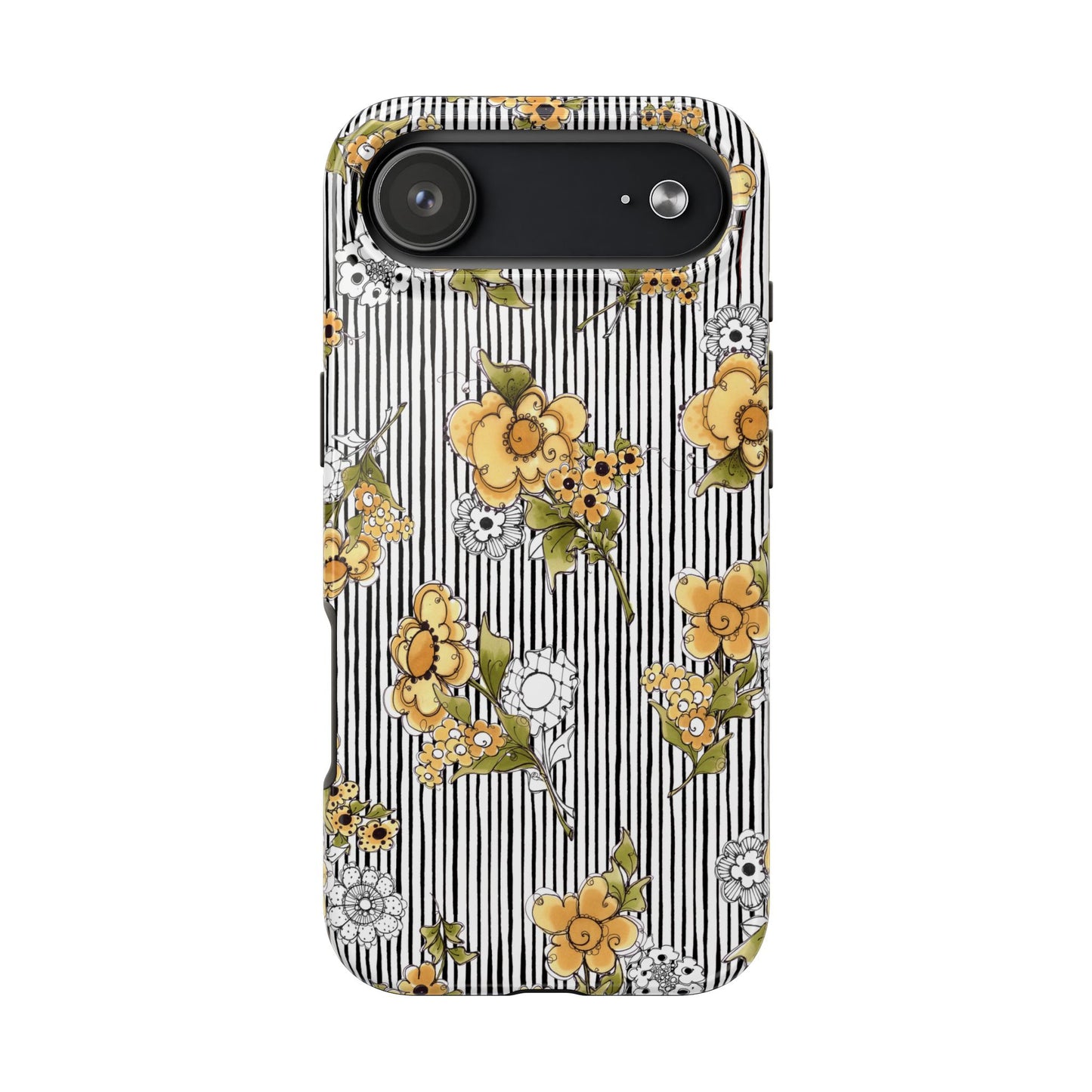 Bee Floral White / Black Phone Case